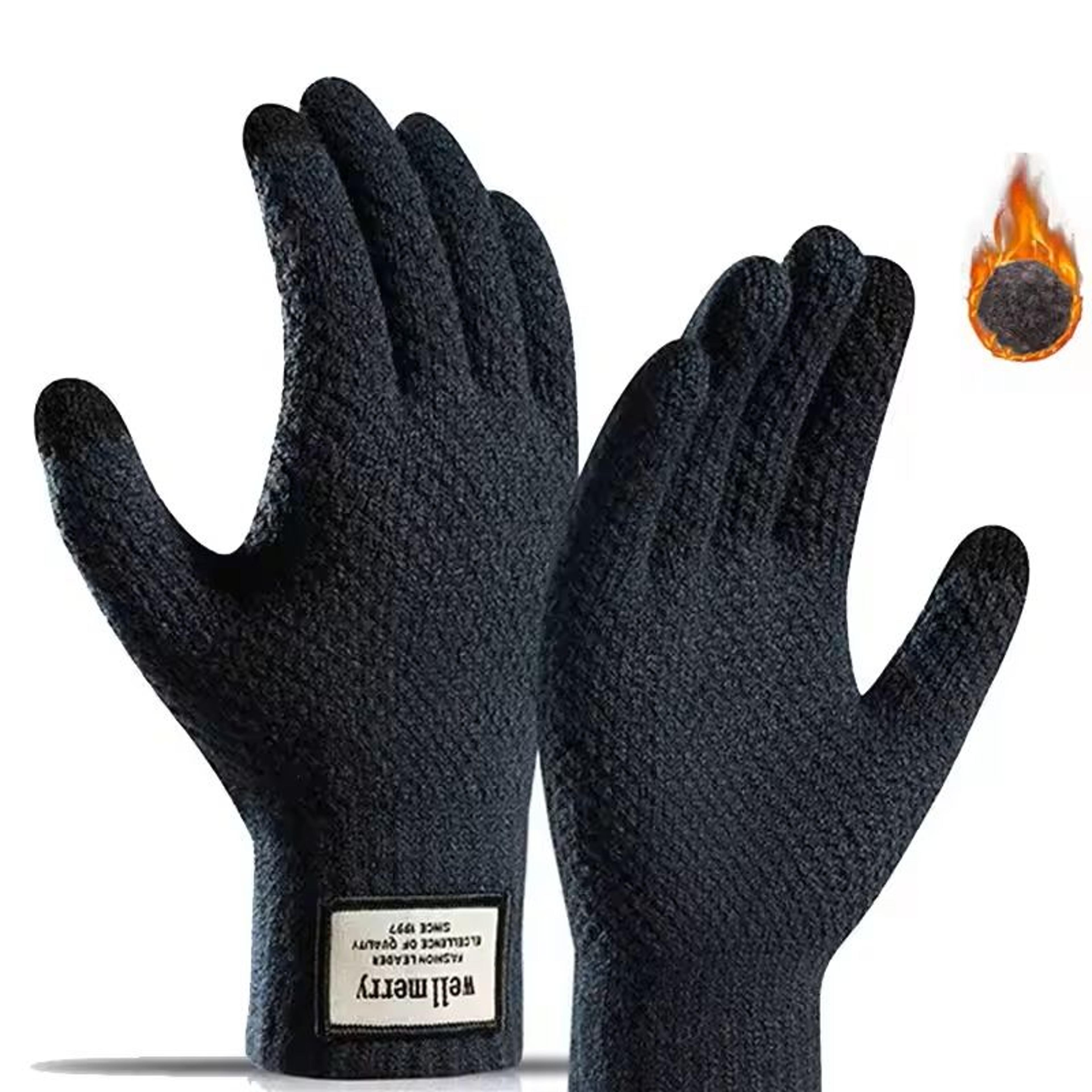 Mens Knitted Touchscreen Gloves Warm Wool Cashmere Mittens 1