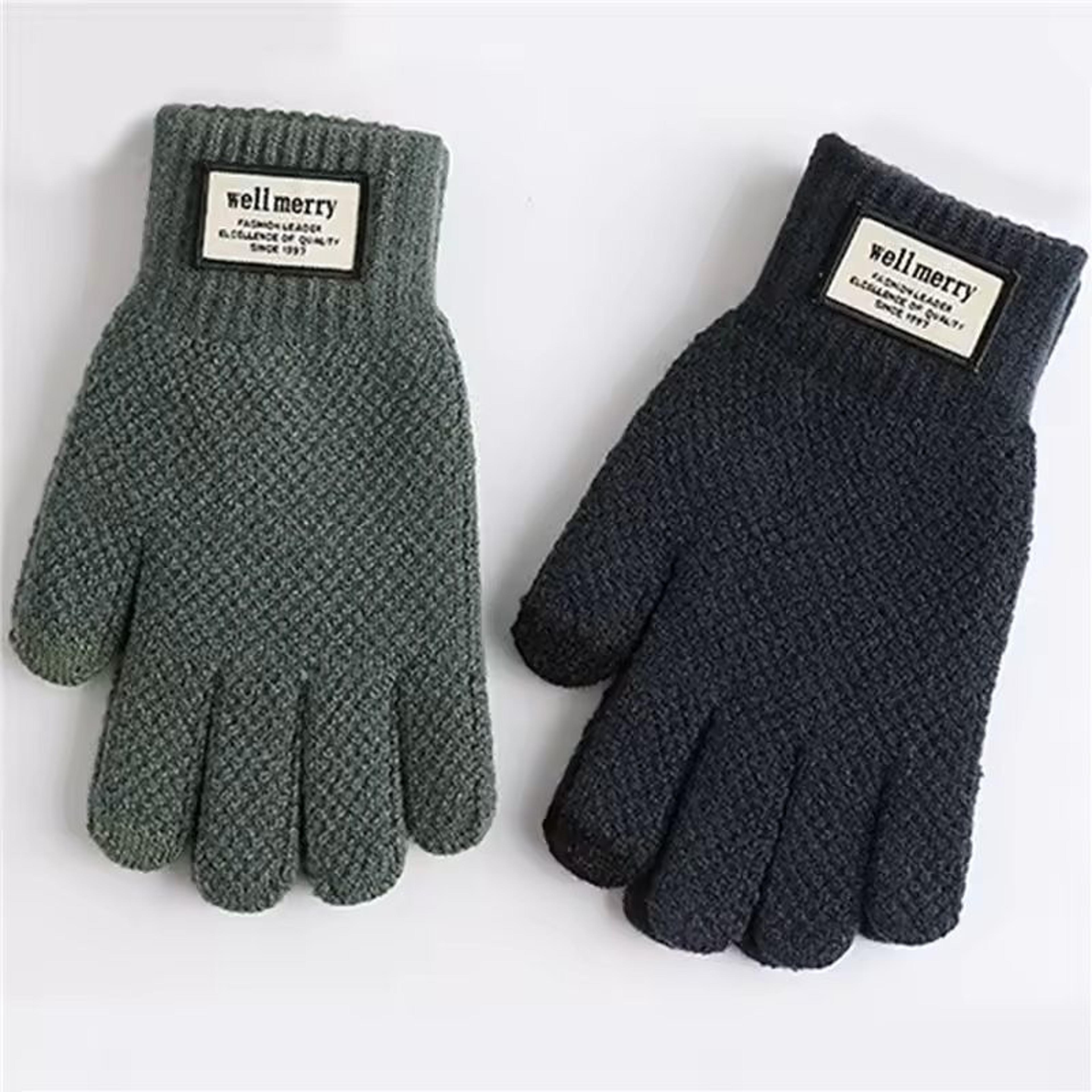 Mens Knitted Touchscreen Gloves Warm Wool Cashmere Mittens 3