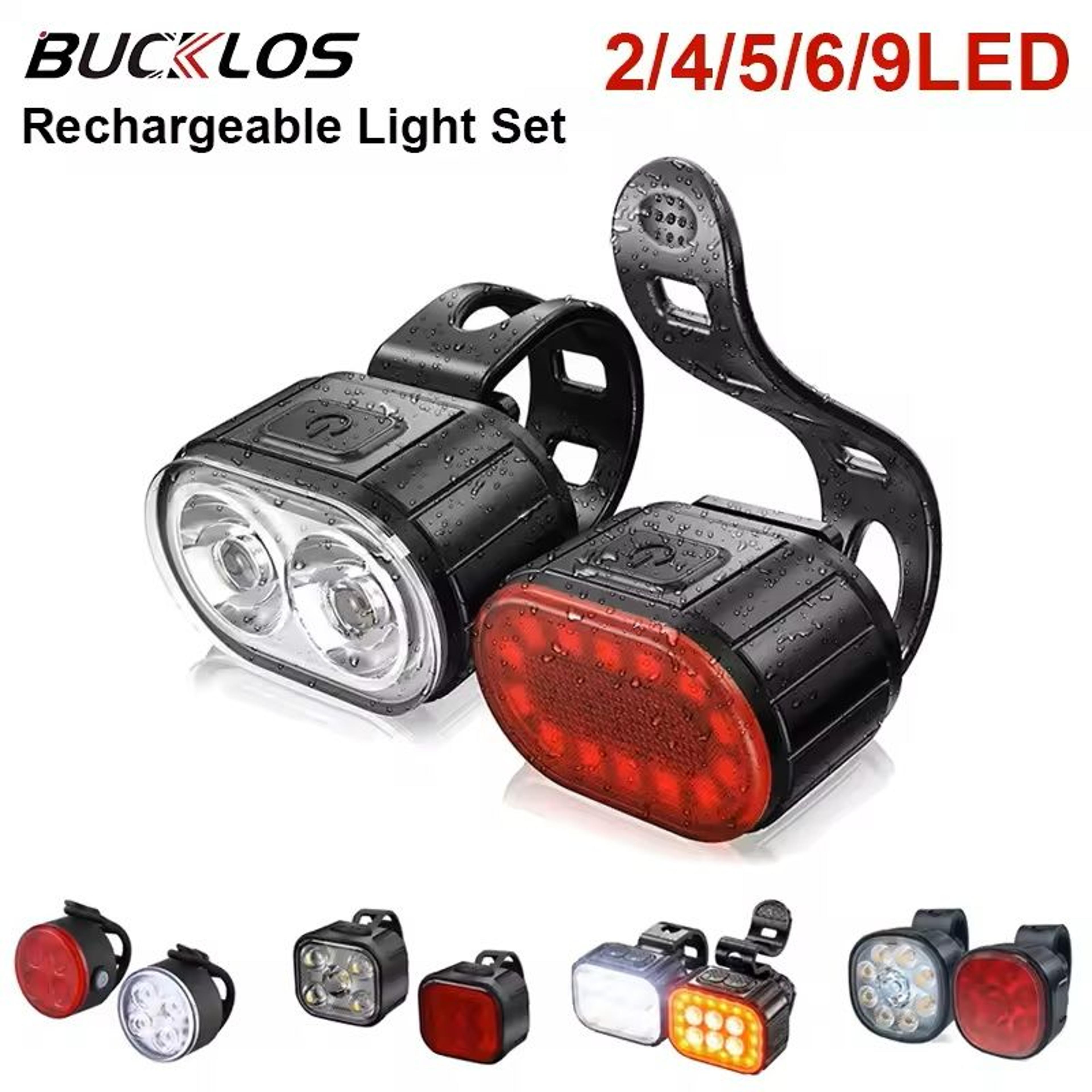 bike light set usb rechargeable front and rear led cycling lights