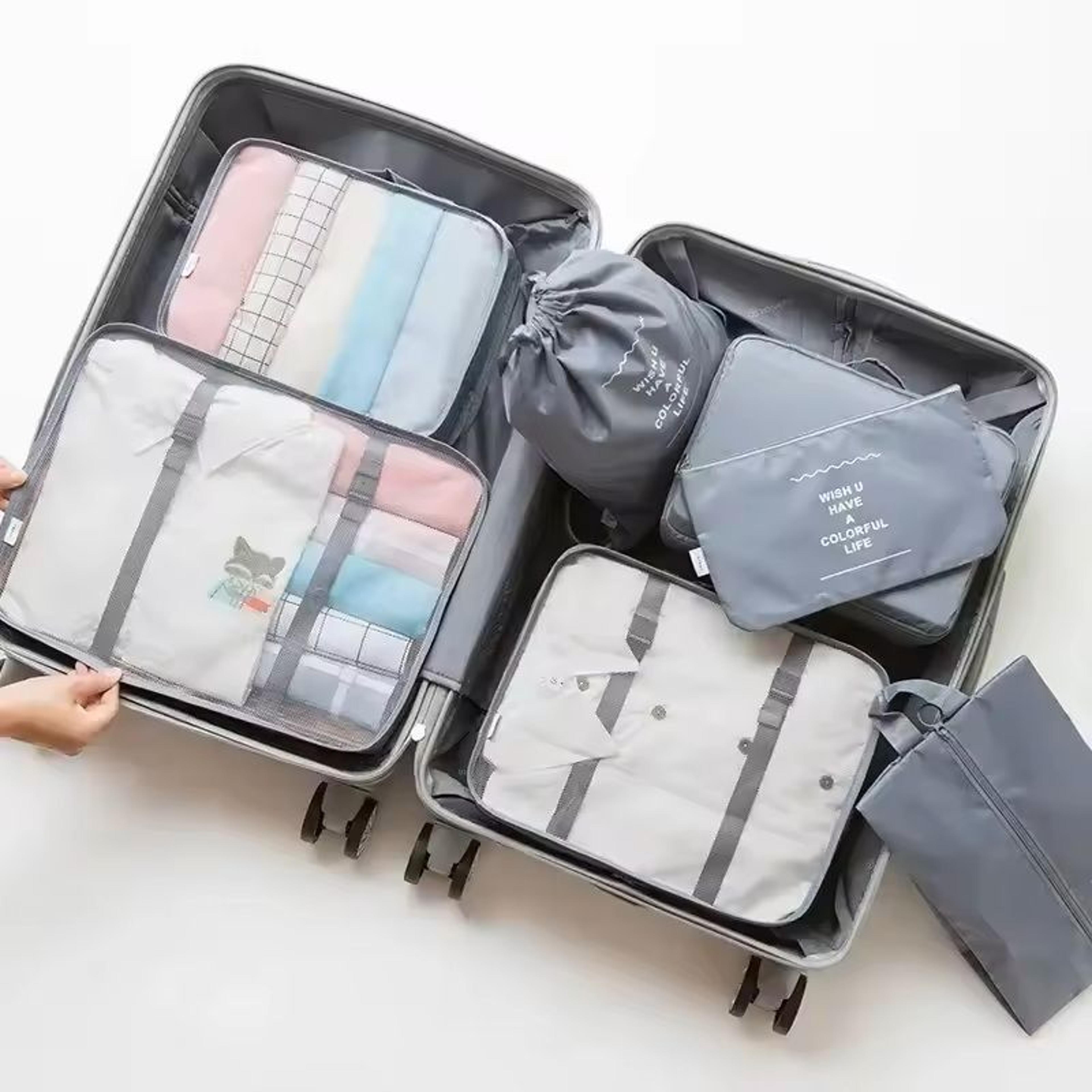 7 Piece Travel Packing Cubes Set With Shoe Bag And Pouches 7