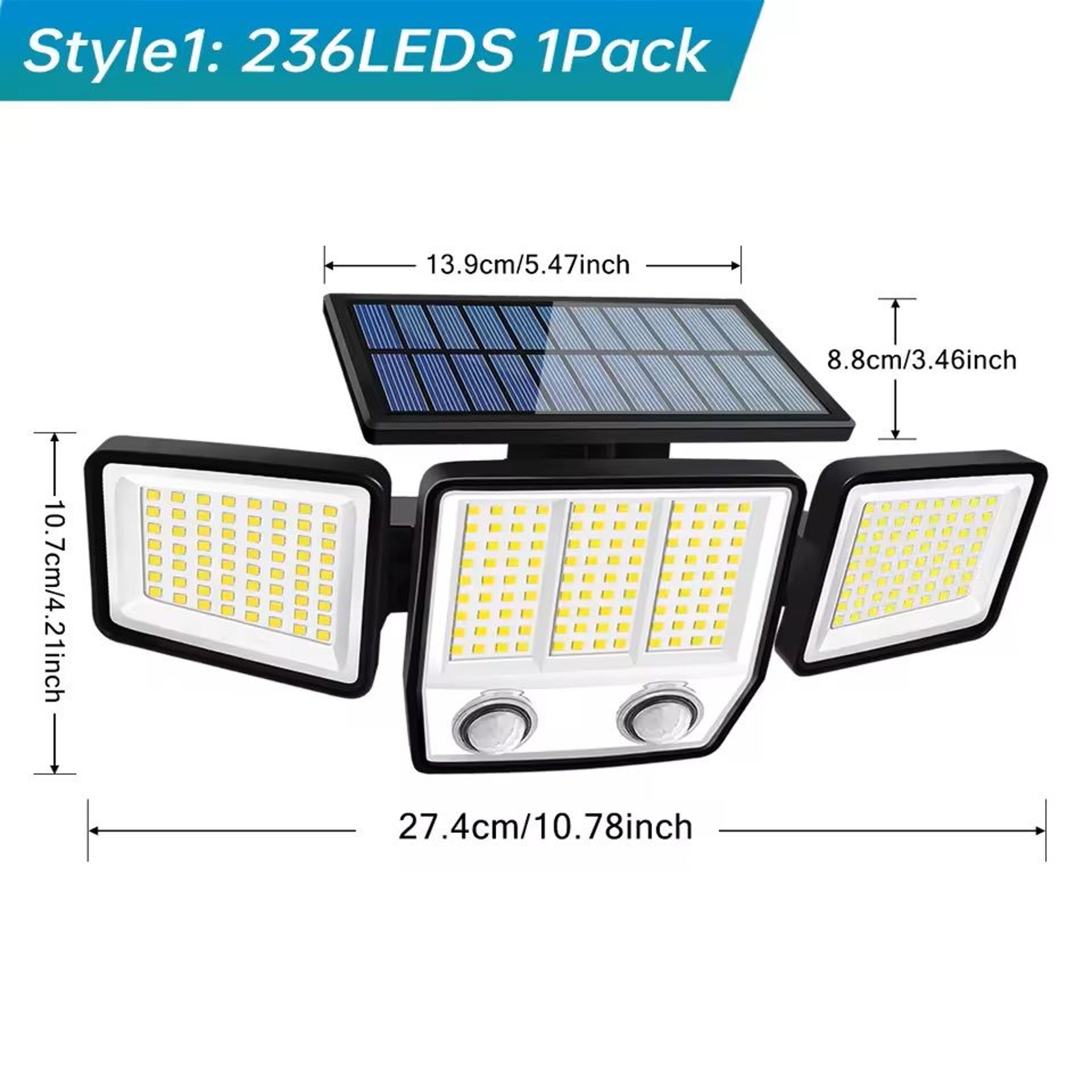 Solar Motion Sensor Outdoor Light With Adjustable Heads 6