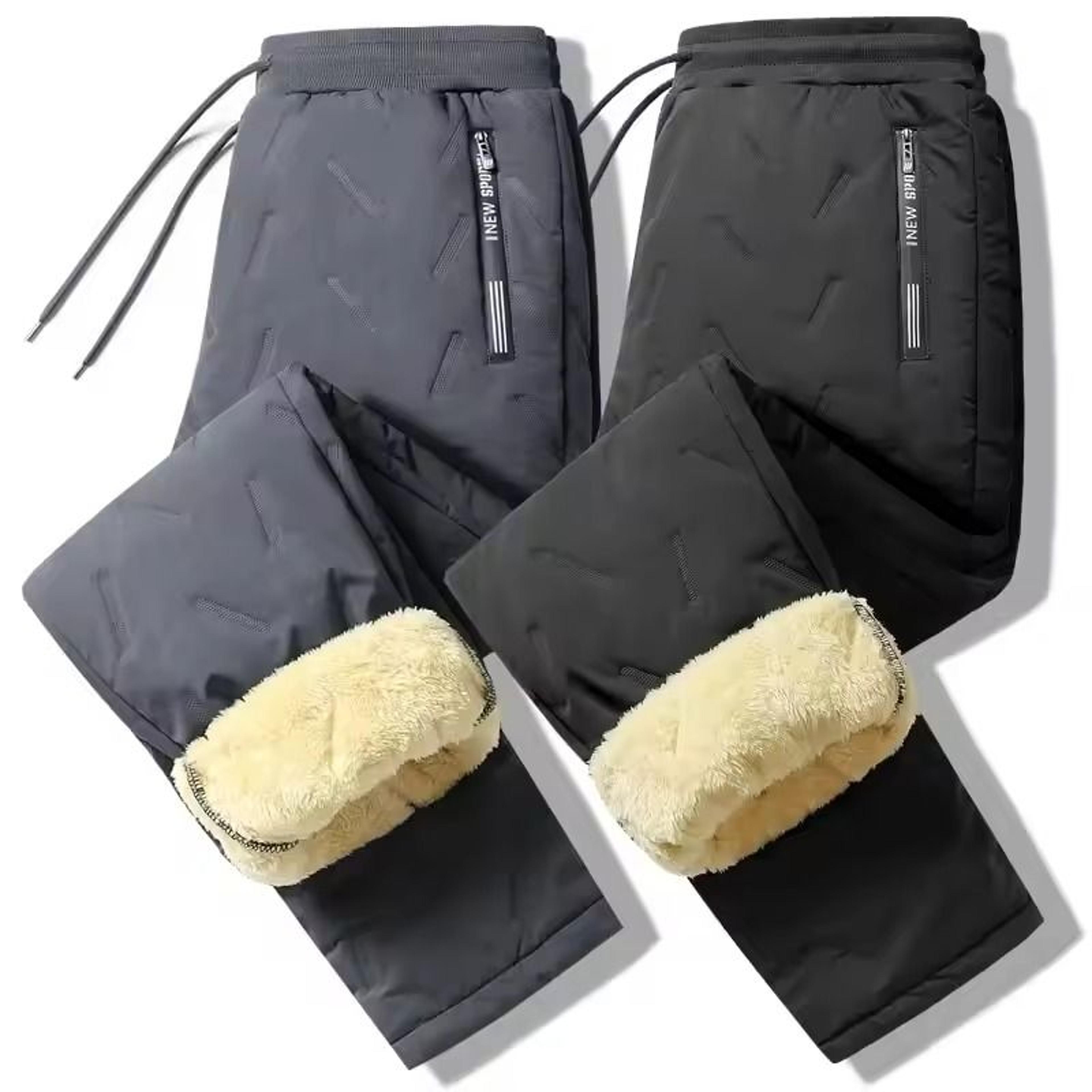 mens winter fleece sweatpants with lambswool lining and windproof thermal design