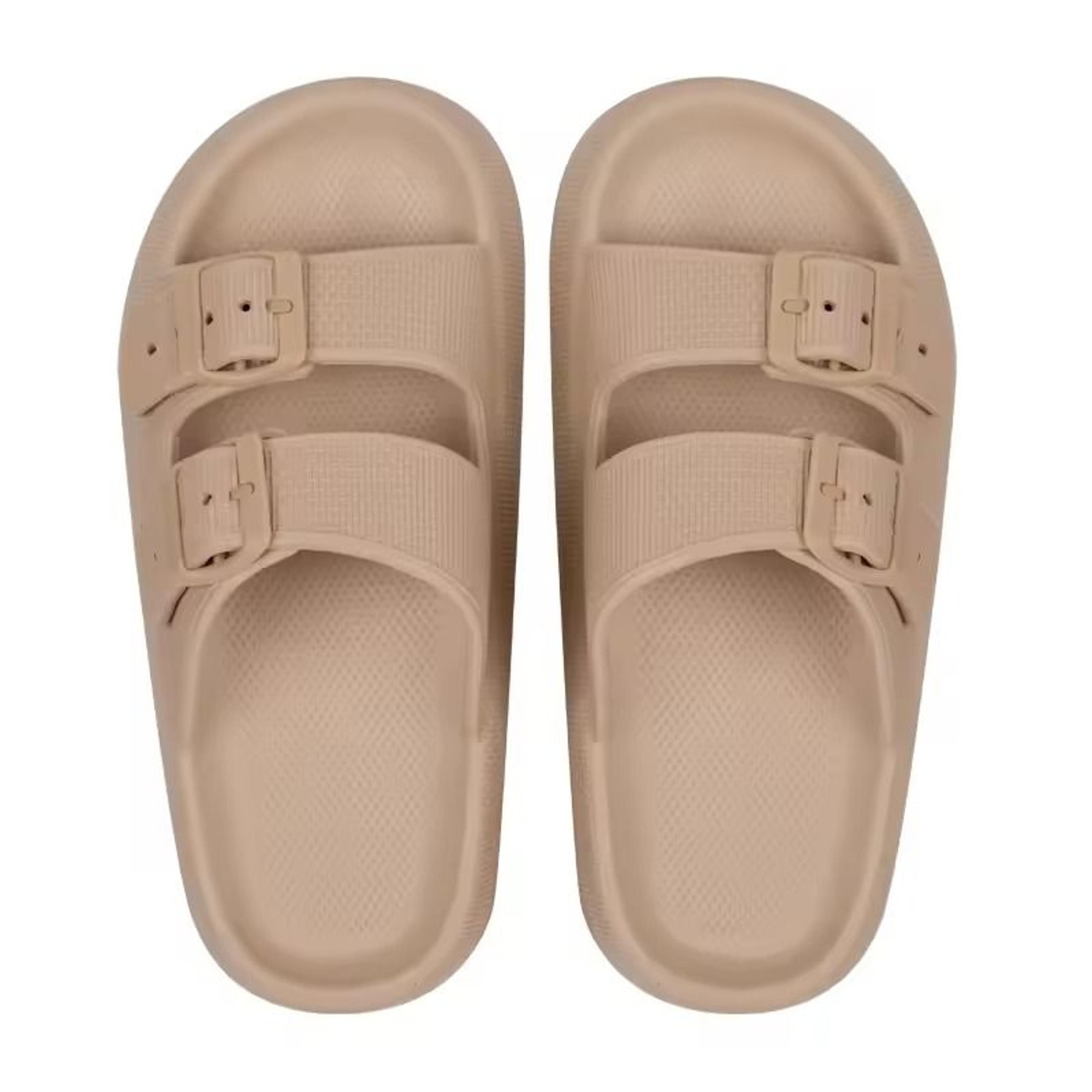Womens Soft Platform Cloud Slides With Double Buckle 9