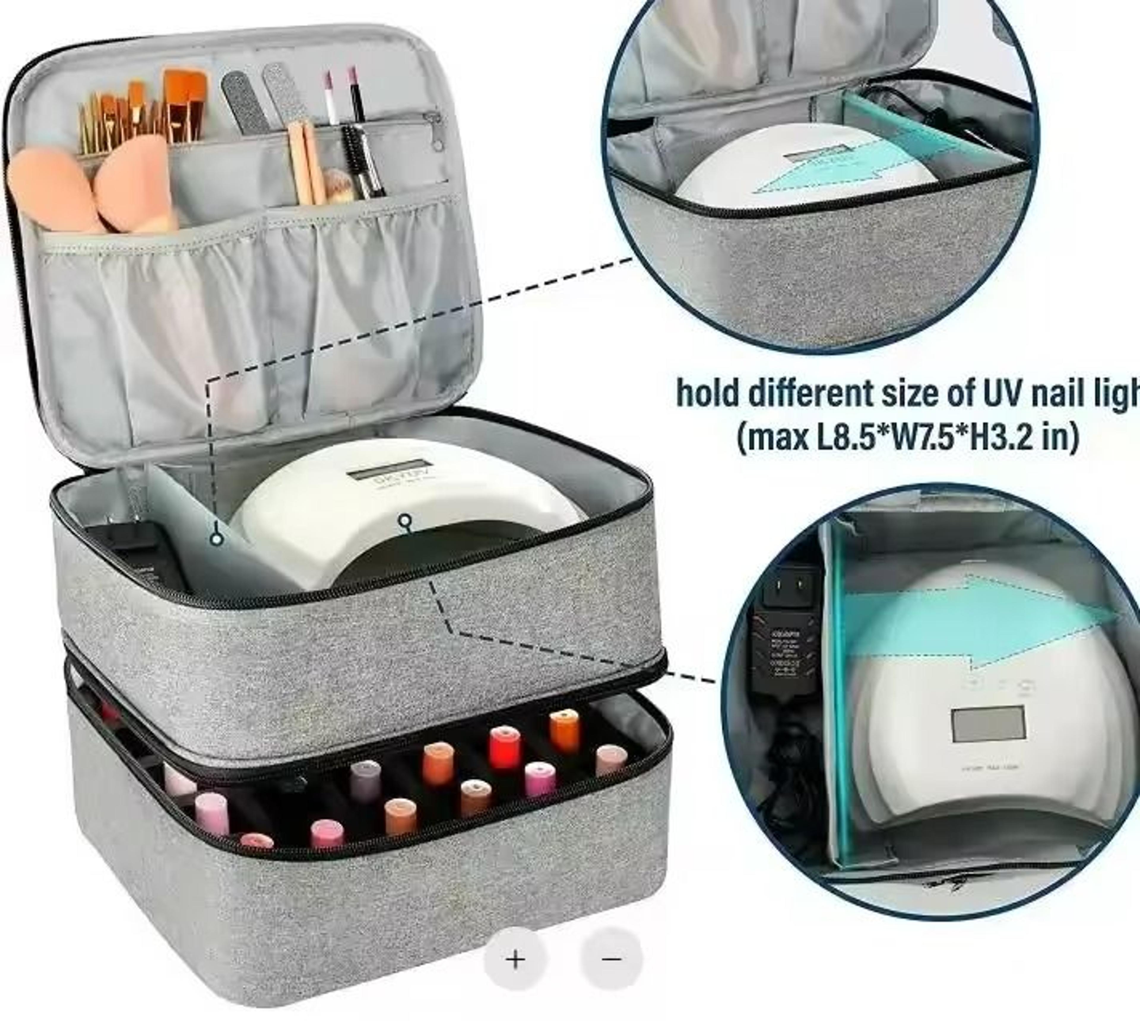 Portable Double Layer Nail Polish Storage Bag 30 Compartment Organizer 10