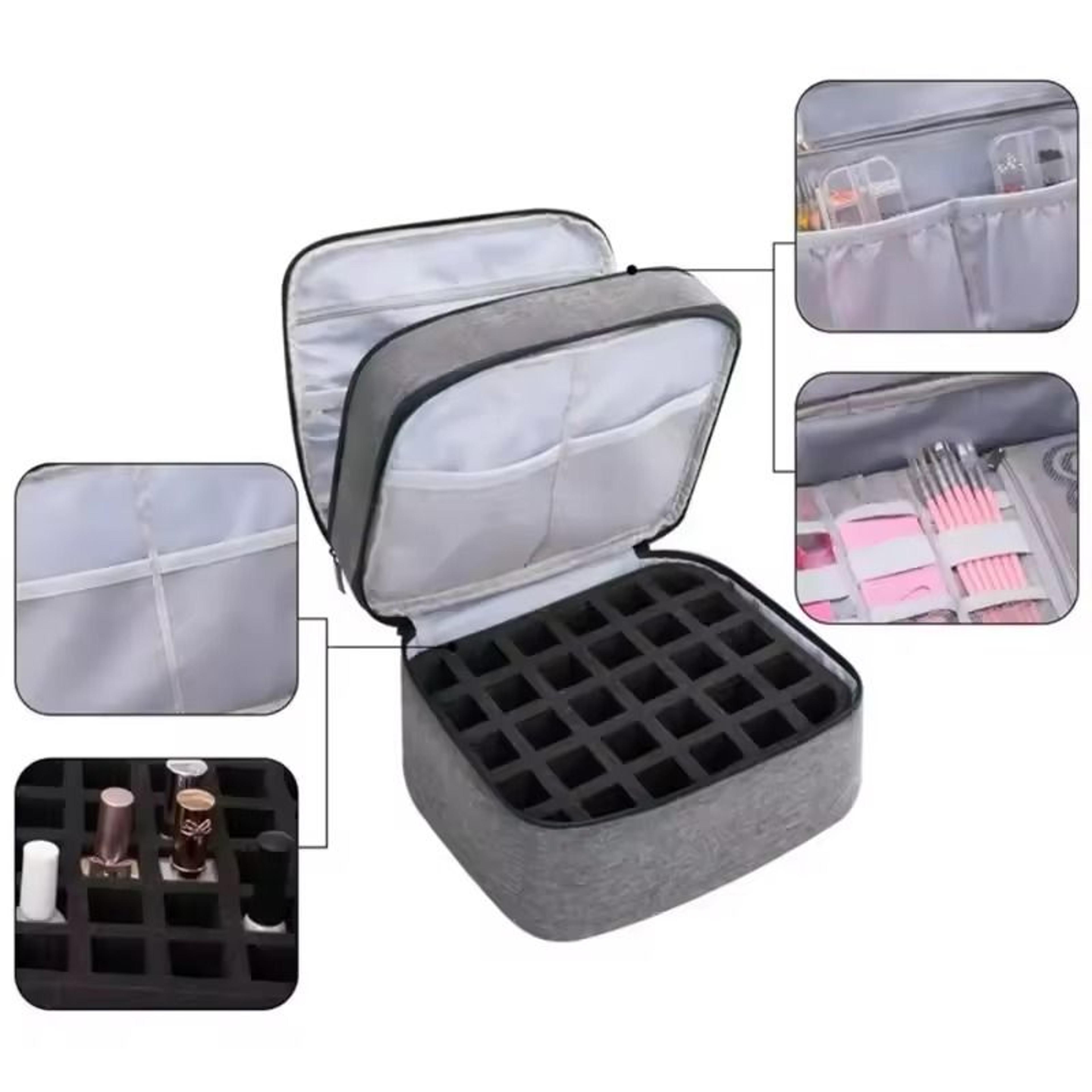 Portable Double Layer Nail Polish Storage Bag 30 Compartment Organizer 3