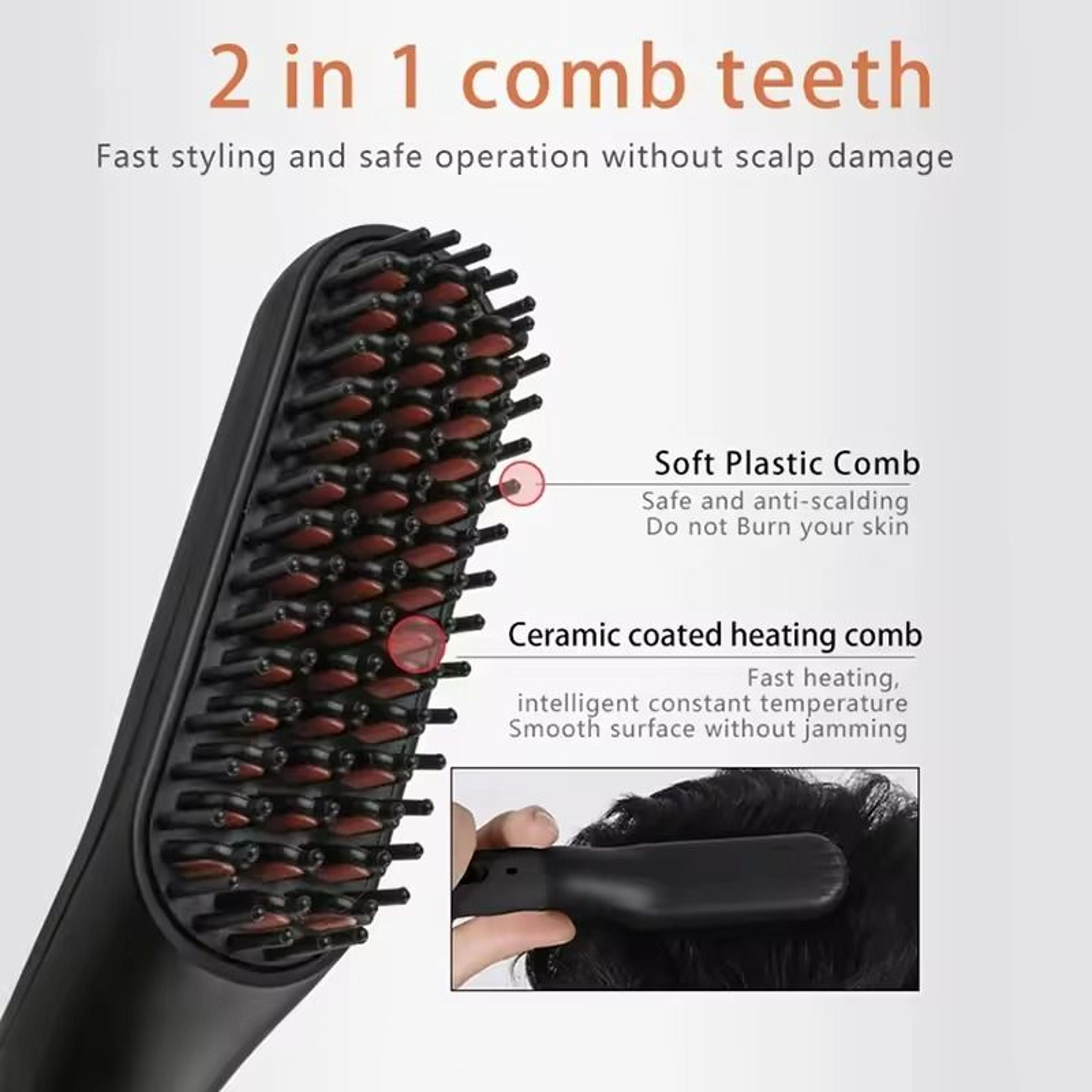 Electric Heated Beard Brush Kit  Quick Hair Straightening Comb For Mens Styling 3