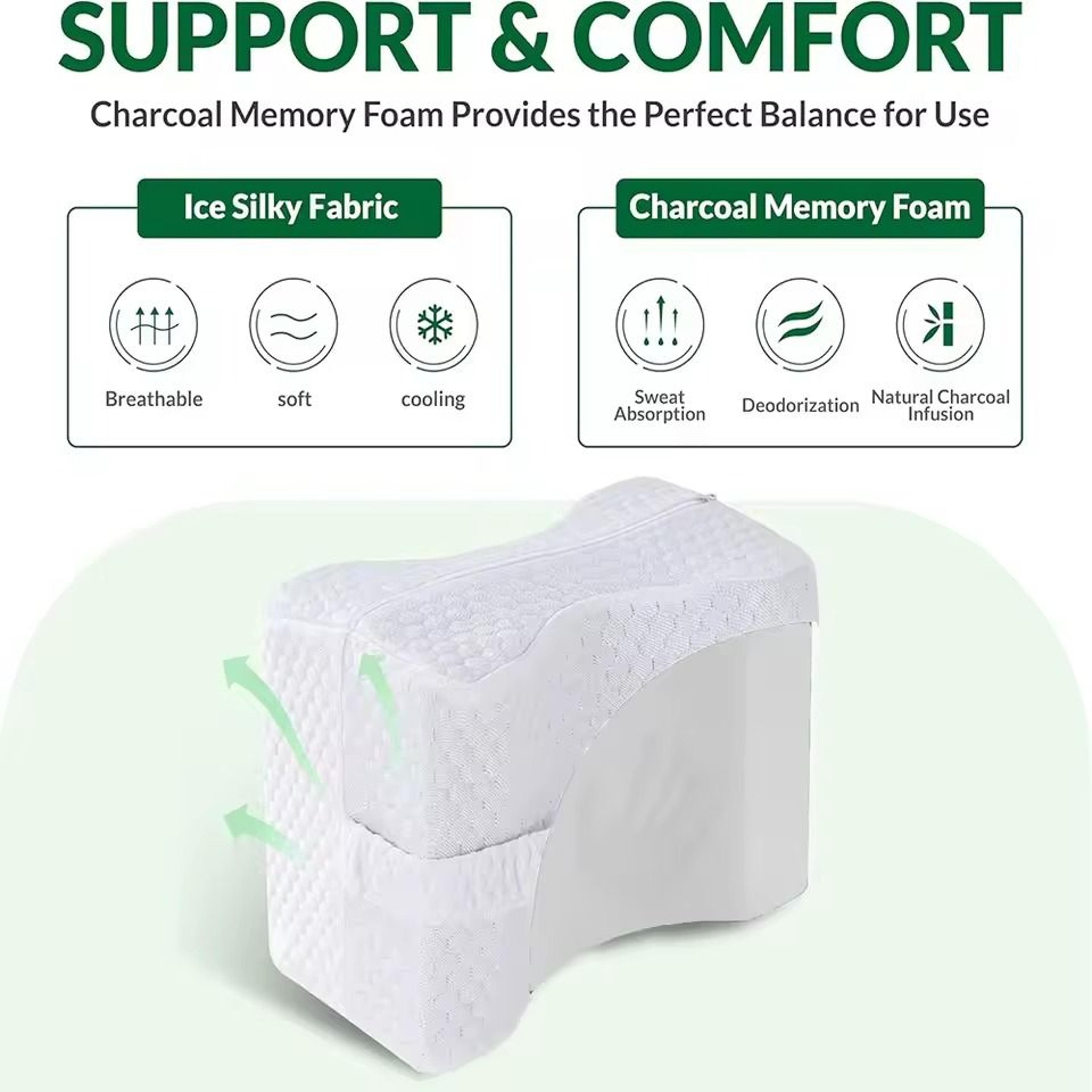 Memory Foam Knee Pillow With Adjustable Strap For Side Sleepers And Hip Pain Relief 1