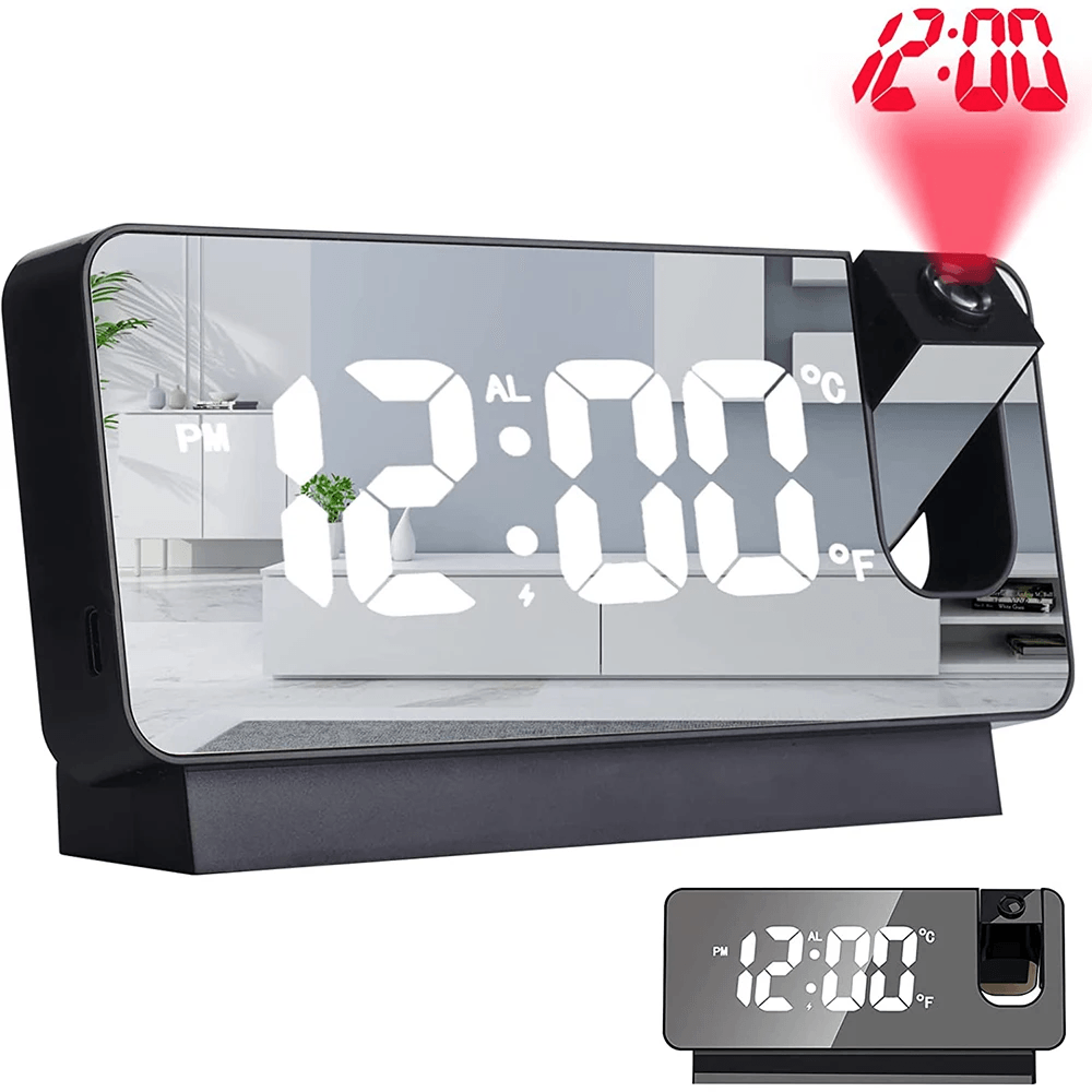 180 Degree Projection LED Alarm Clock With USB Charging And Ceiling Display 6