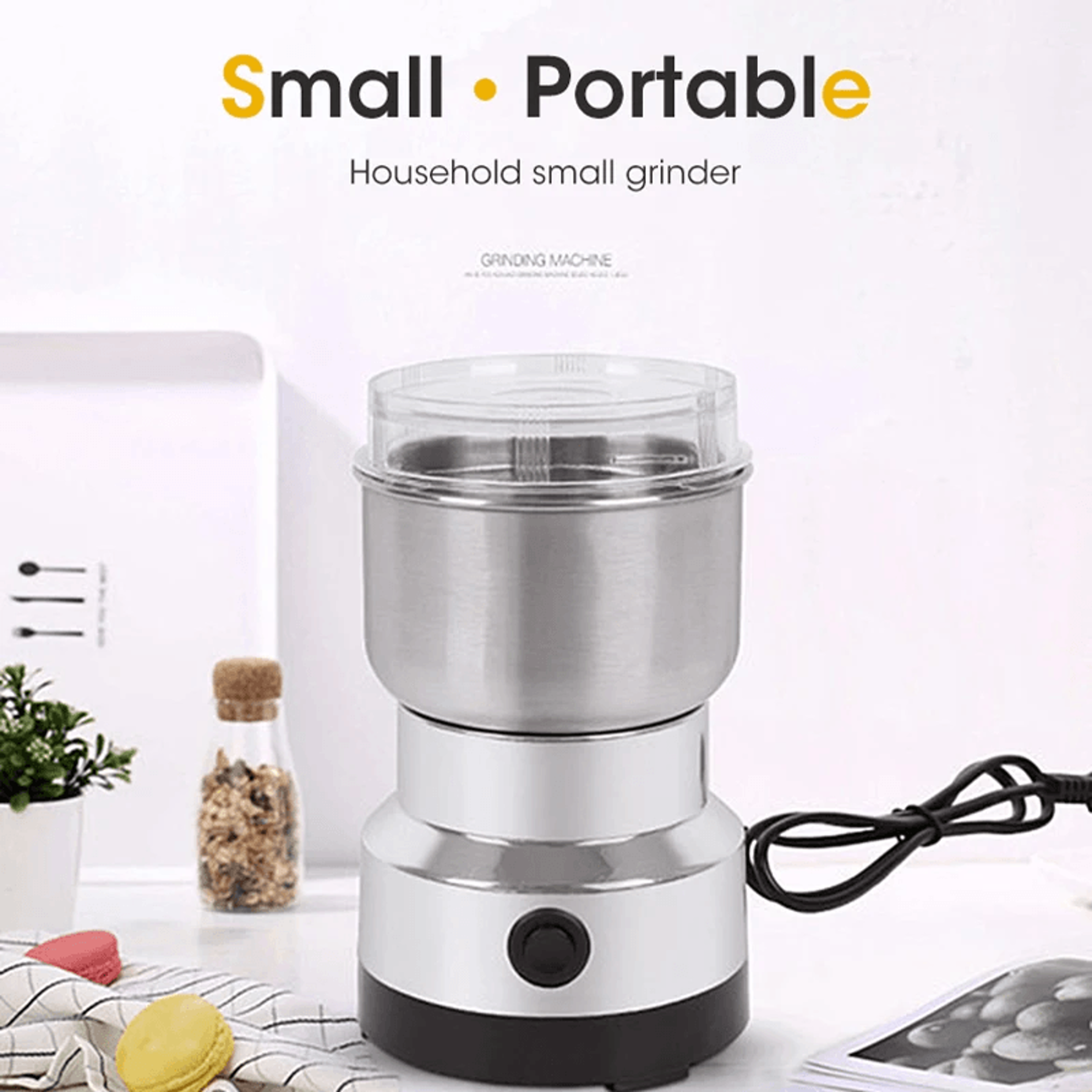 mini electric grinder for baby food spices and coffee beans – 300ml compact pulverizer with 2 or 4 blades