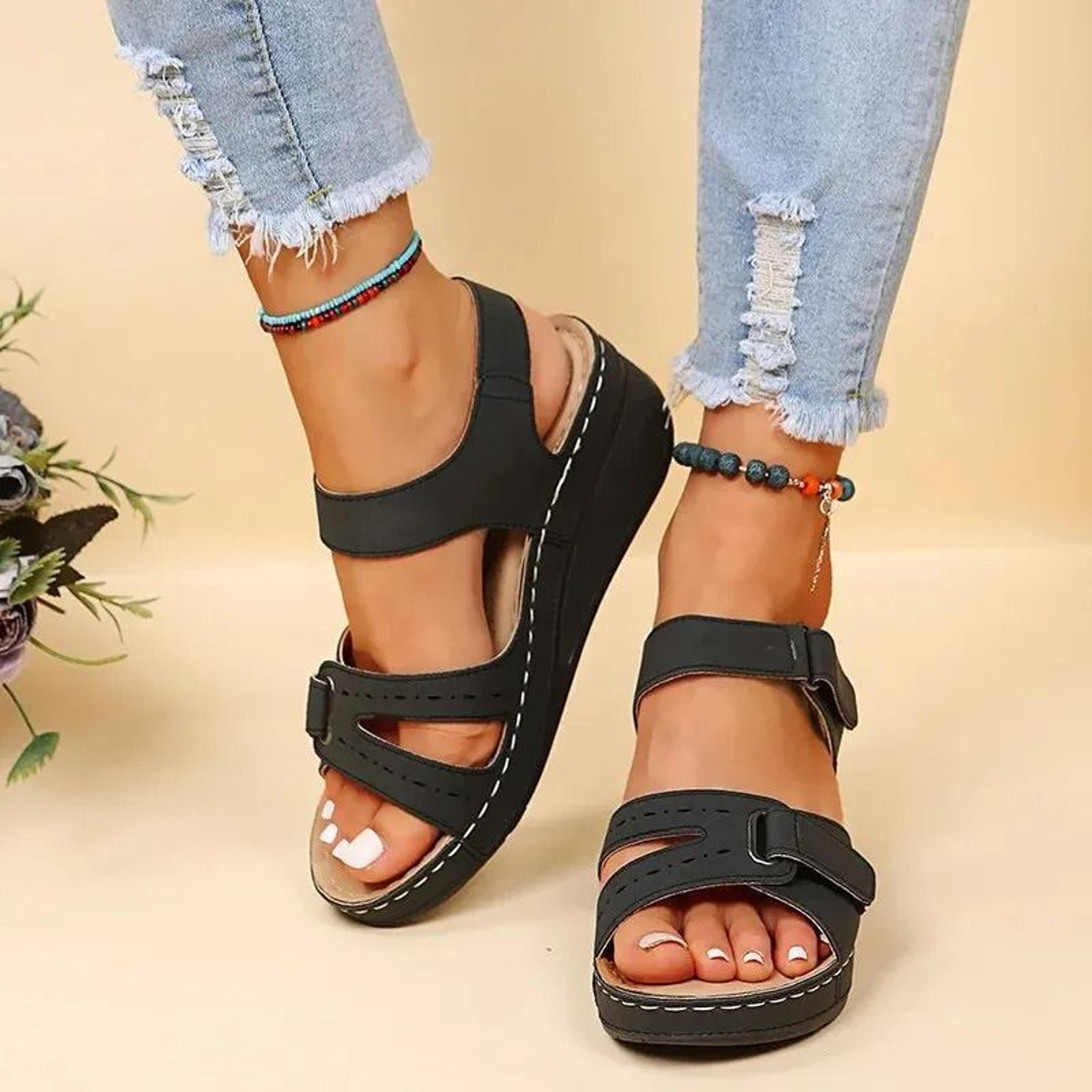 summer wedge sandals for women lightweight slip on beach platform shoes