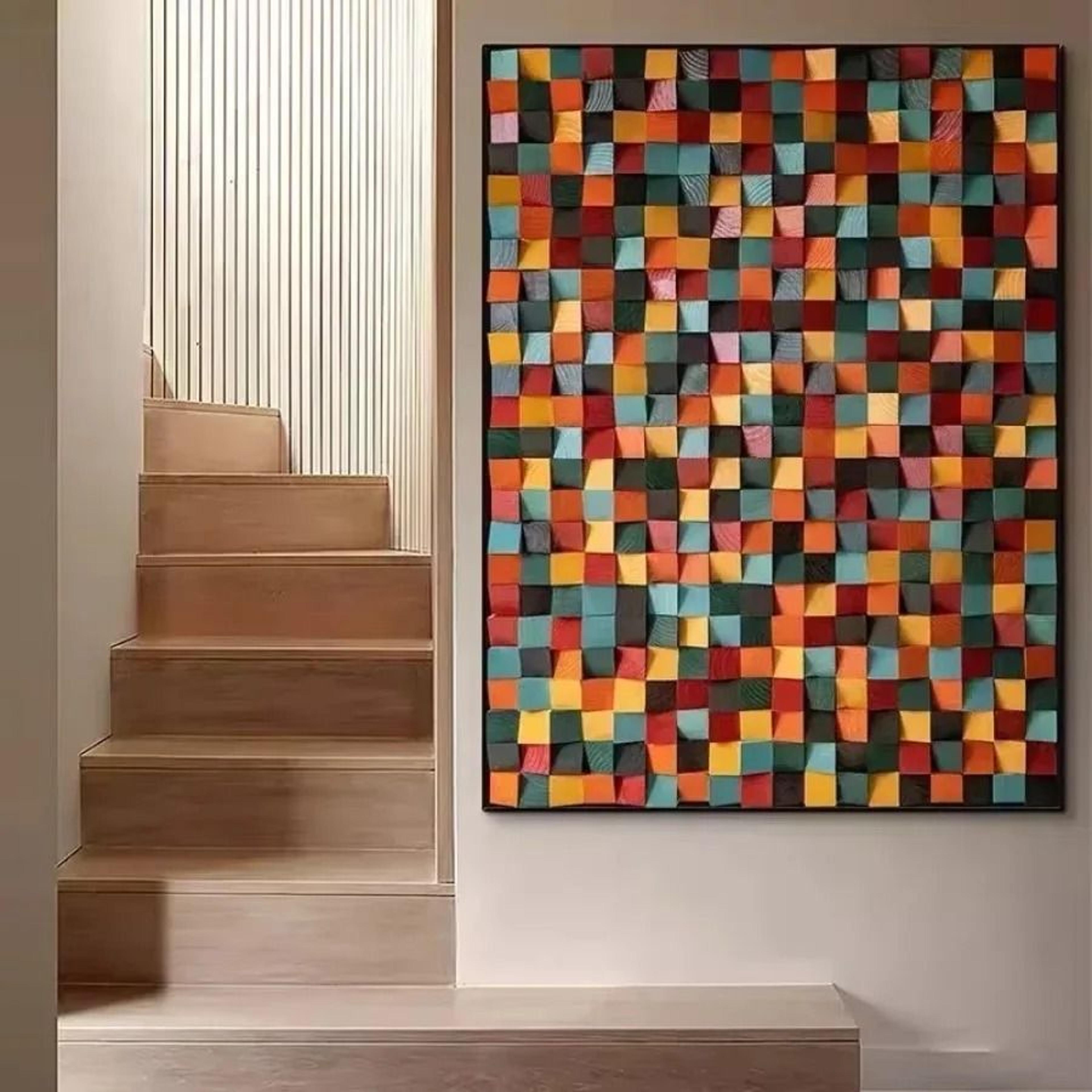 3D Wooden Mosaic Wall Art Acoustic Diffuser Panel For Home Or Office Decor 2