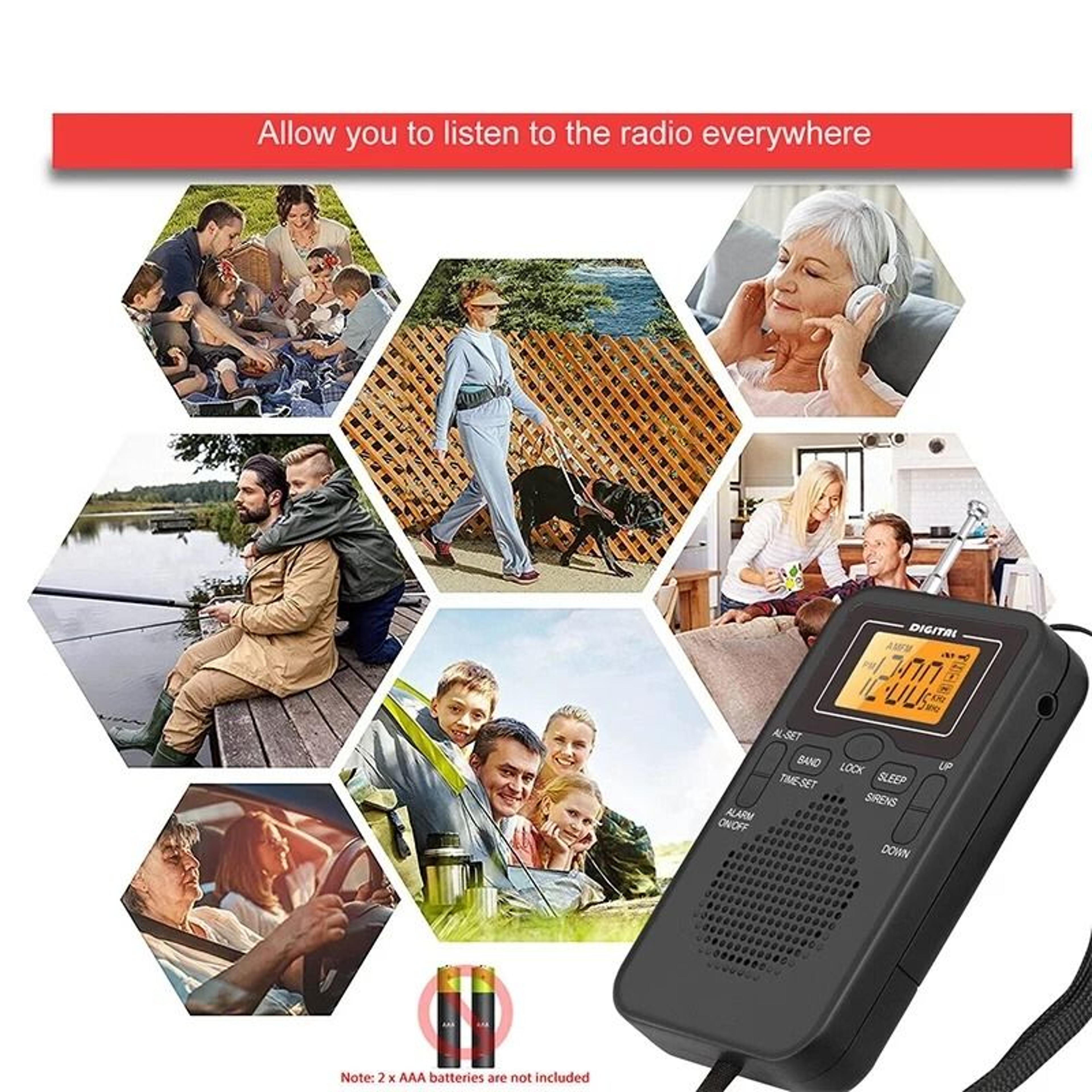 Portable FM AM Radio With LCD Alarm Clock Battery Powered 2