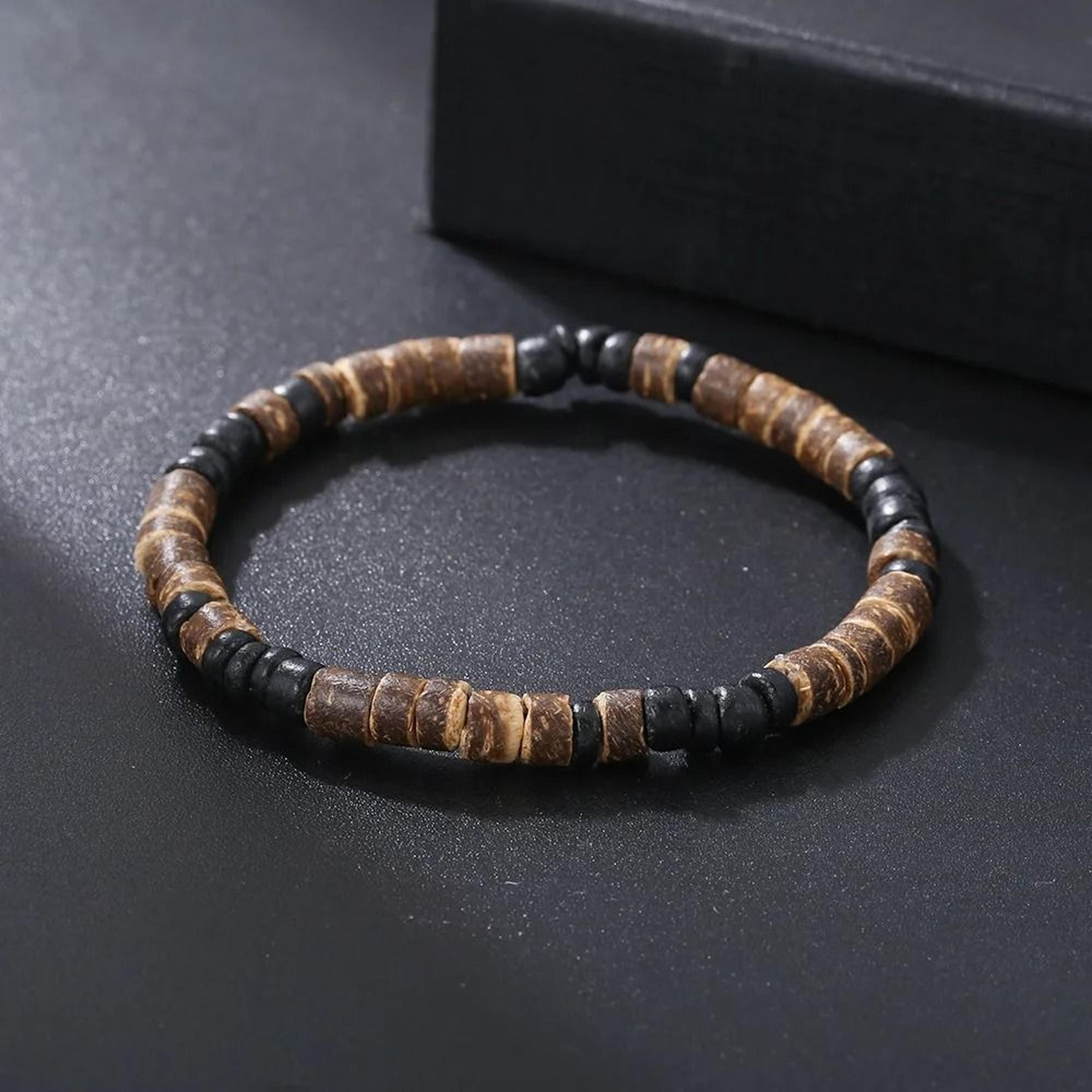 Vintage Beaded Bracelet For Men With Skull And Natural Stone Accents 15