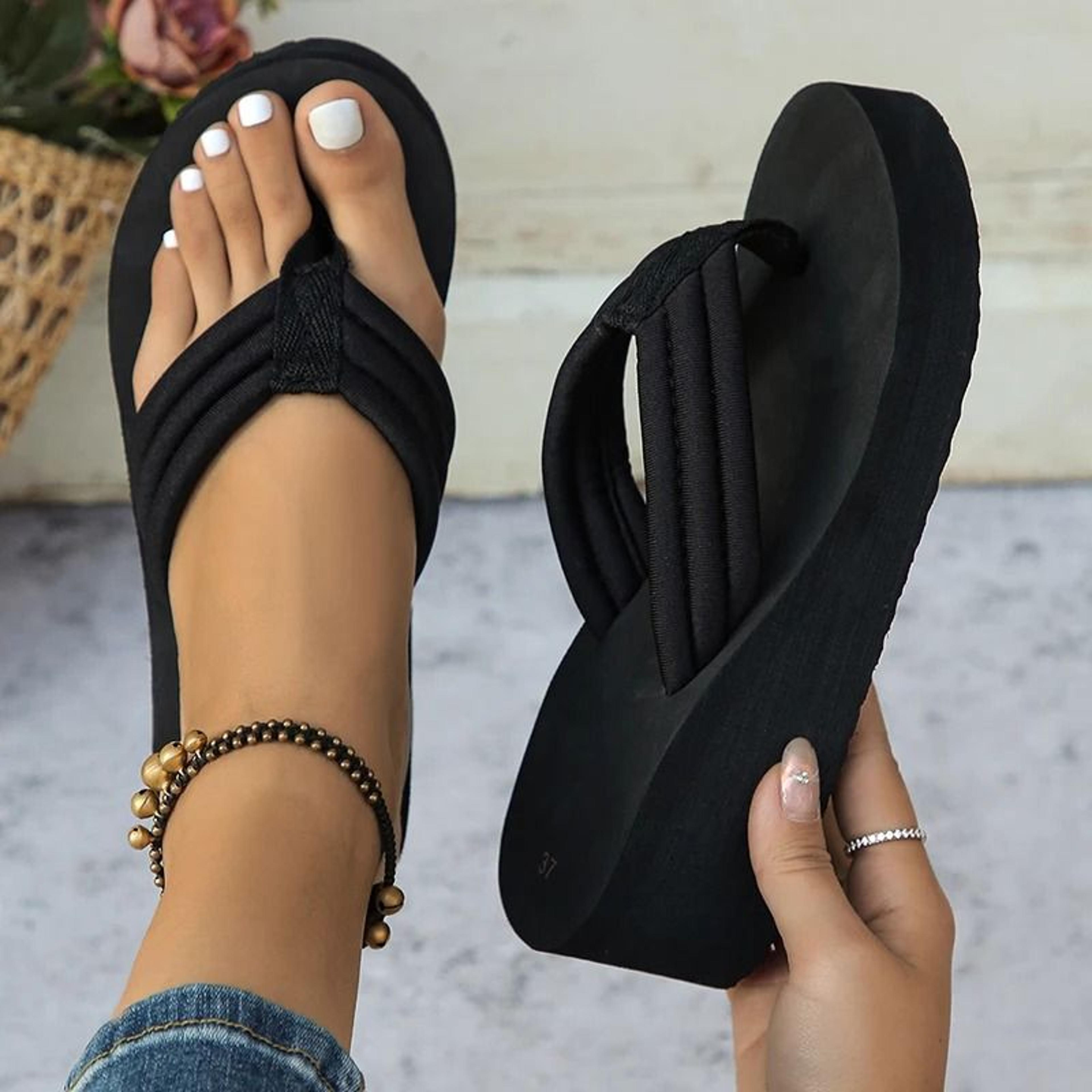 Lightweight Wedge Flip Flops For Women  Summer Platform Beach Slides 0