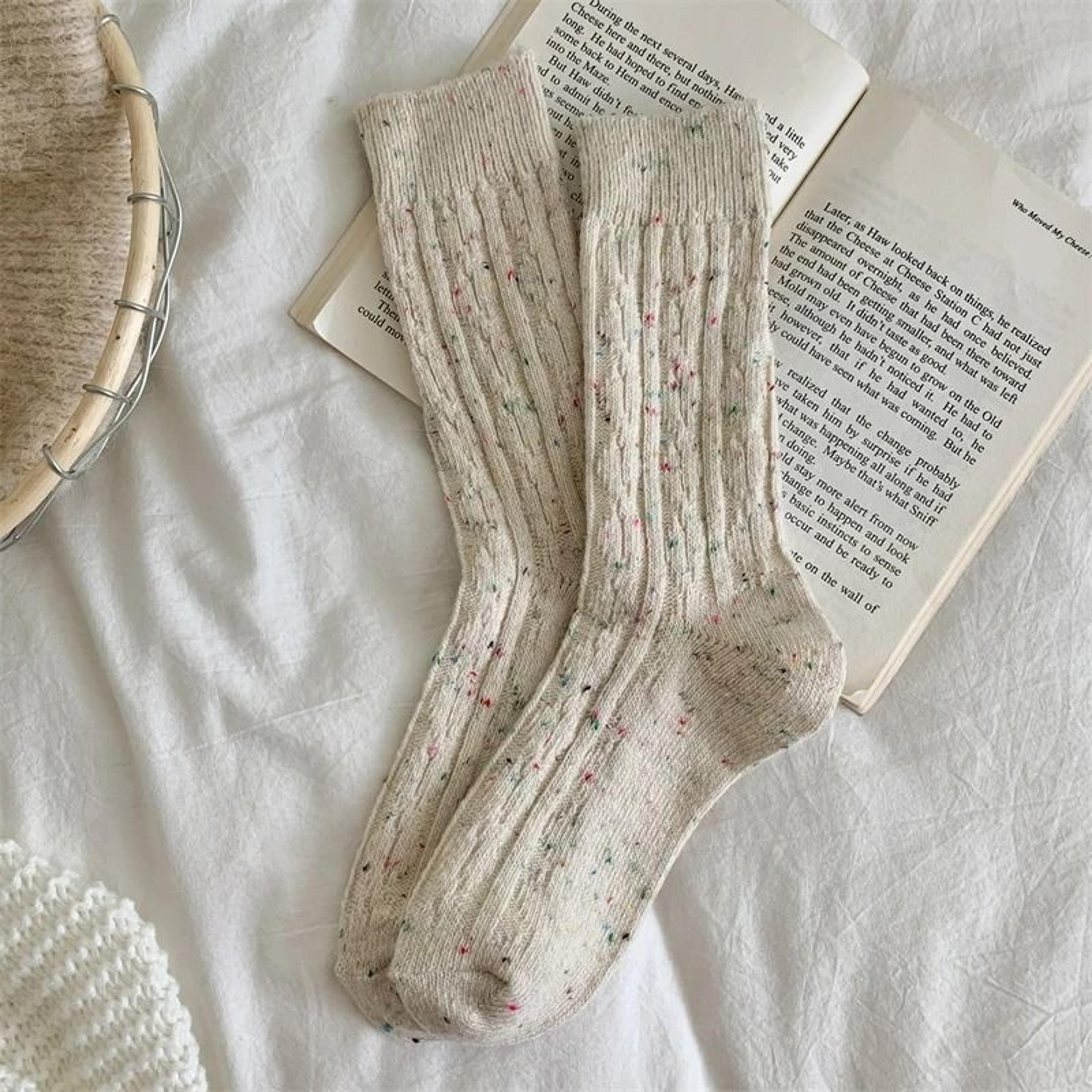 Womens Japanese Style Warm Wool Crew Socks For Winter 7