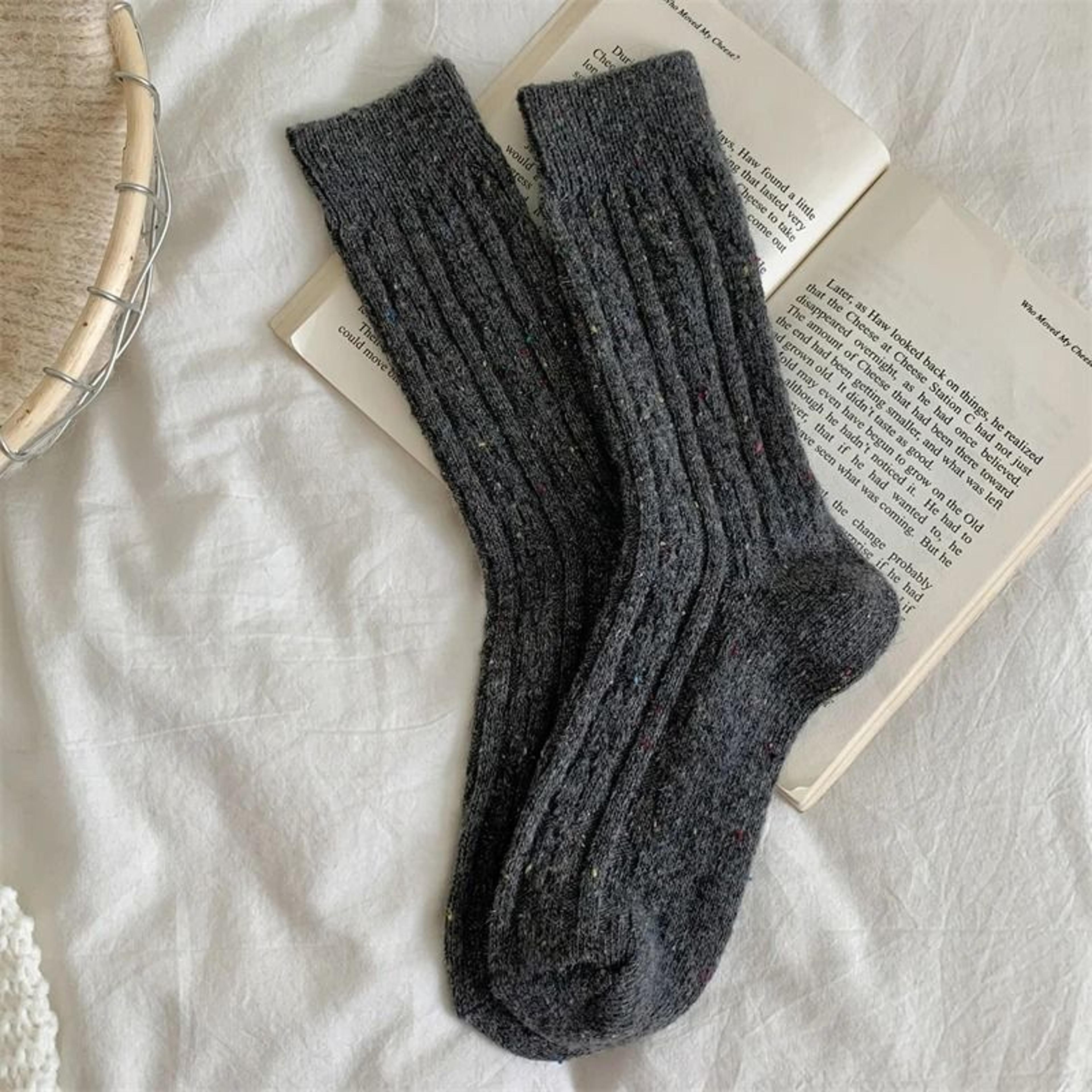 Womens Japanese Style Warm Wool Crew Socks For Winter 8