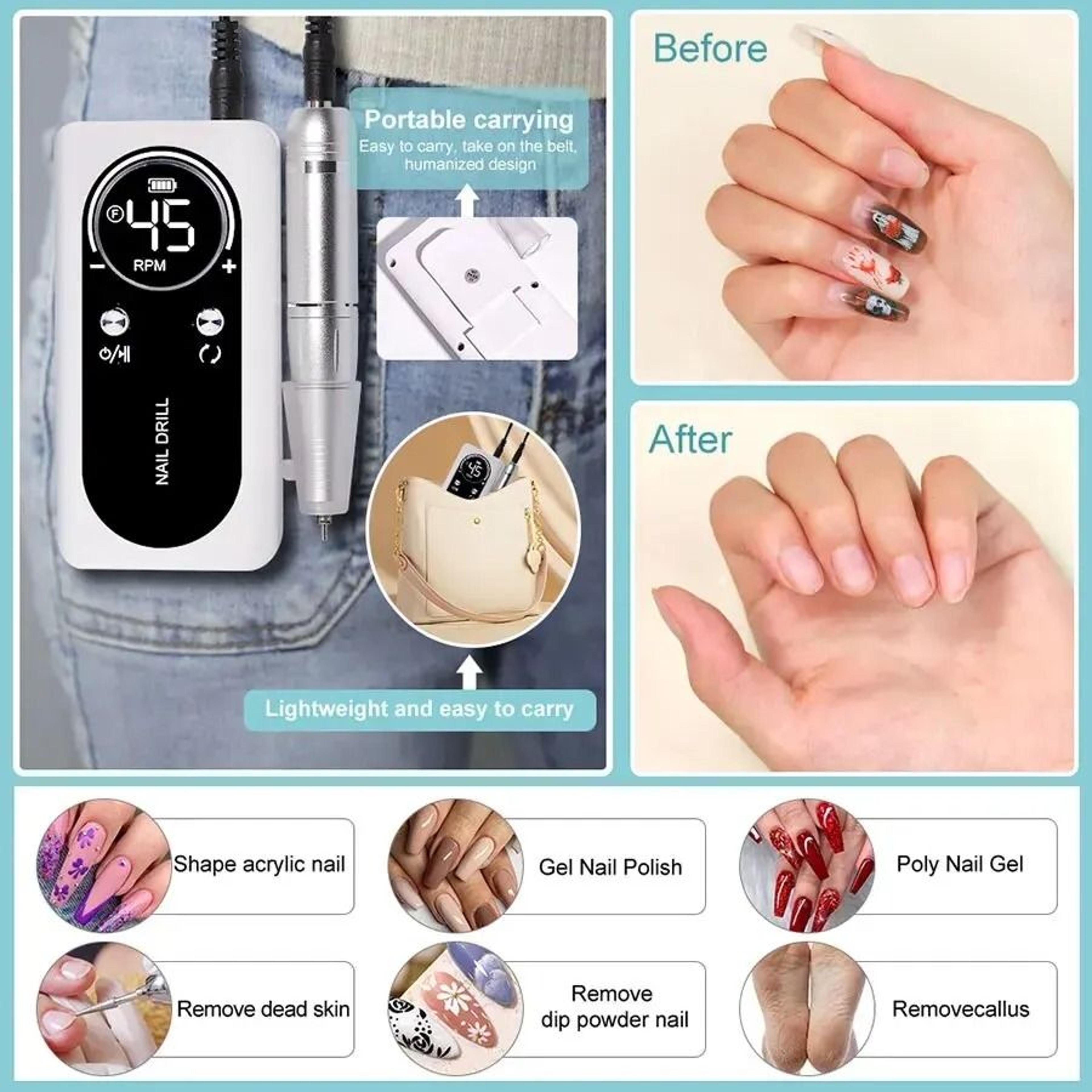 Professional 45000RPM Rechargeable Nail Drill Machine For Manicure And Salon Use 3
