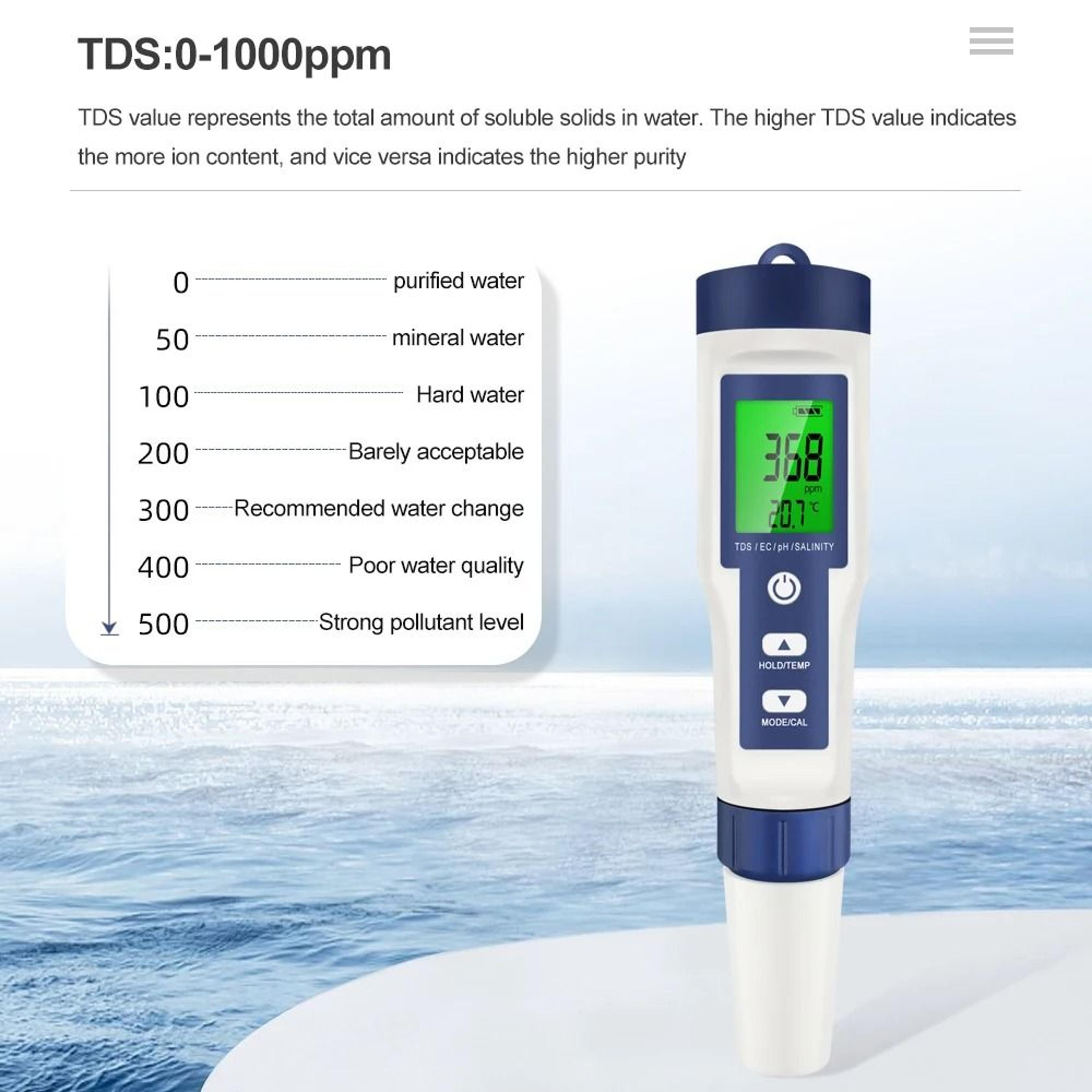 5 In 1 Digital Water Quality Tester For PH TDS EC Salinity And Temperature 4