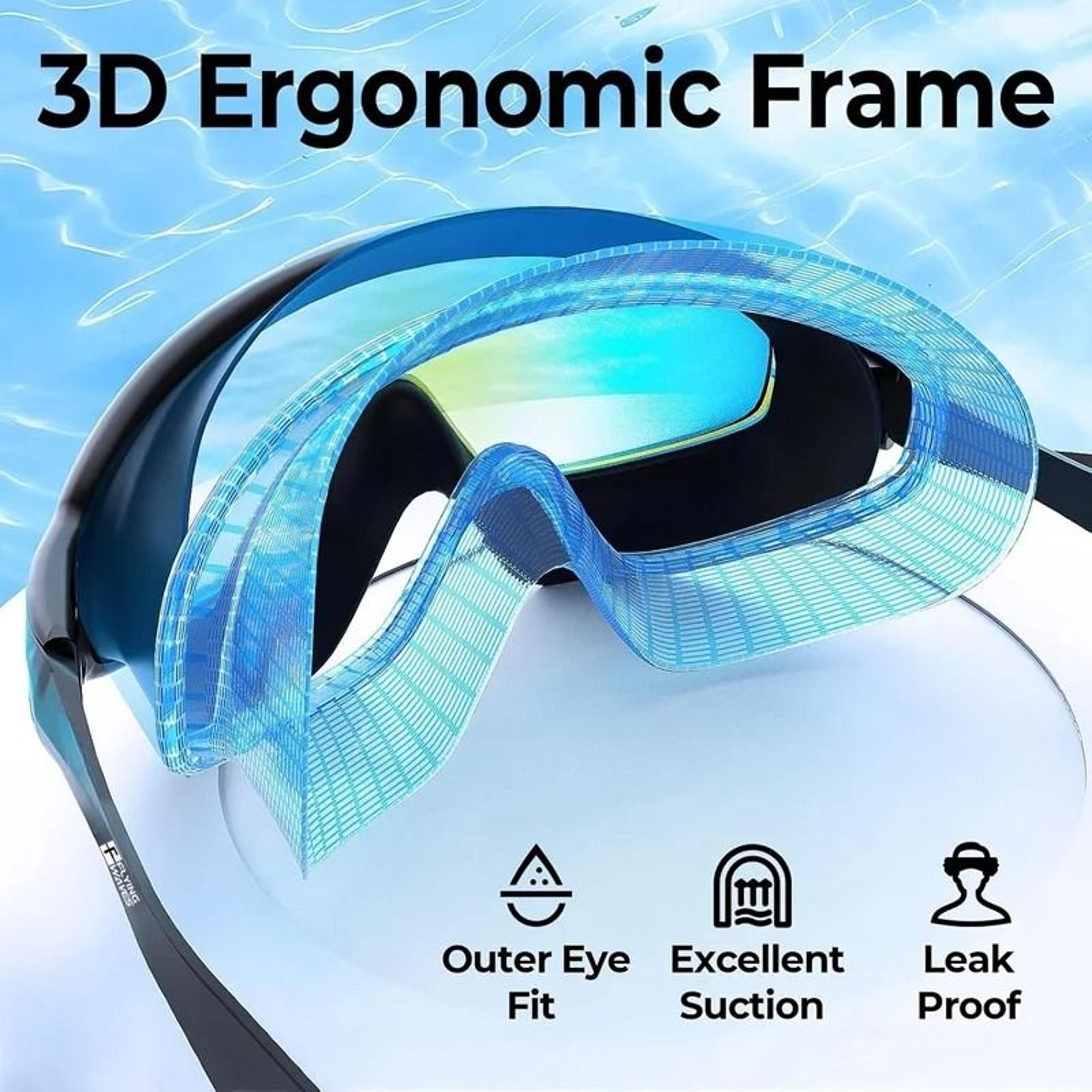 Large Frame AntiFog UV Protection Swim Goggles For Adults Wide View 2