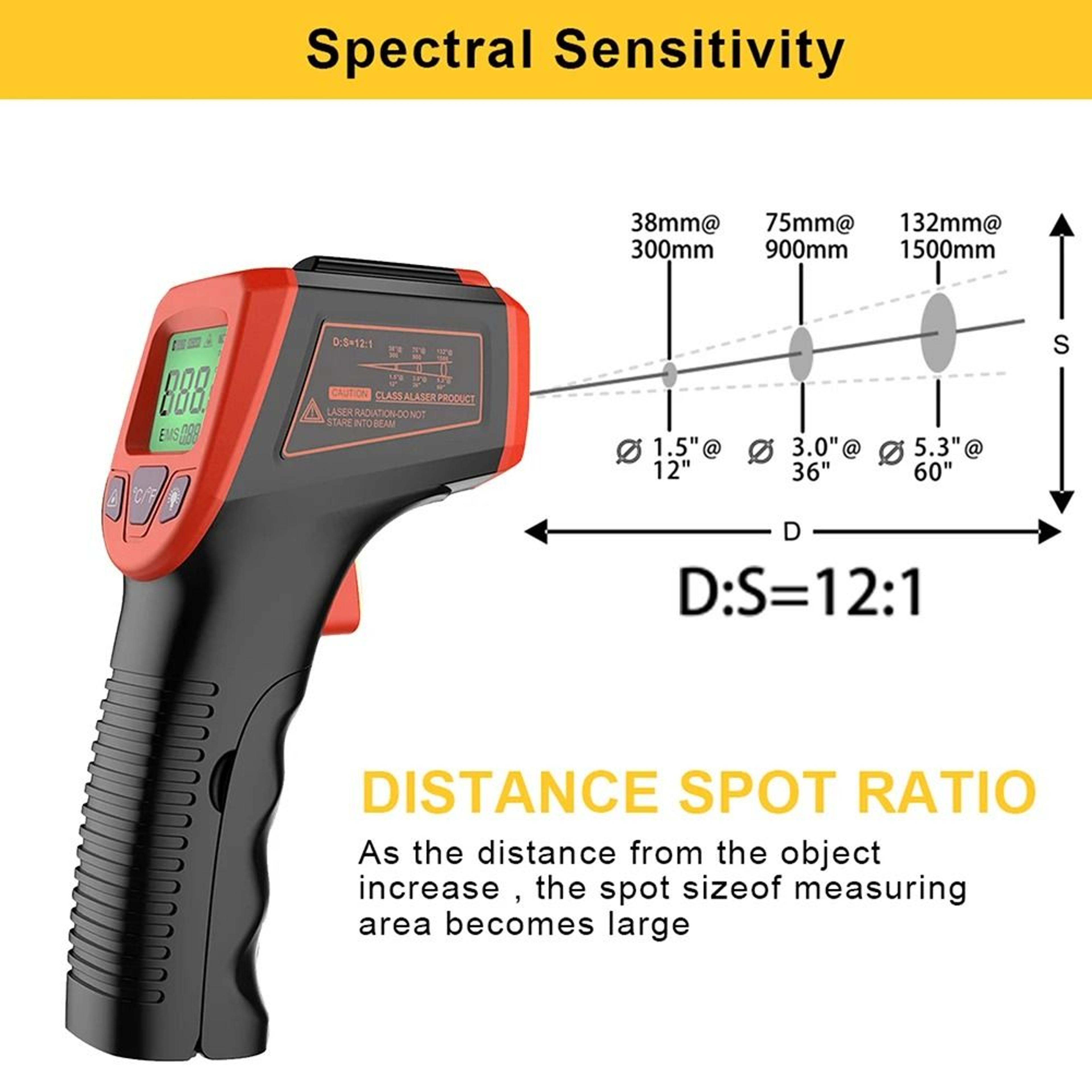 Digital Infrared Thermometer Contactless Laser Temperature Tester 1