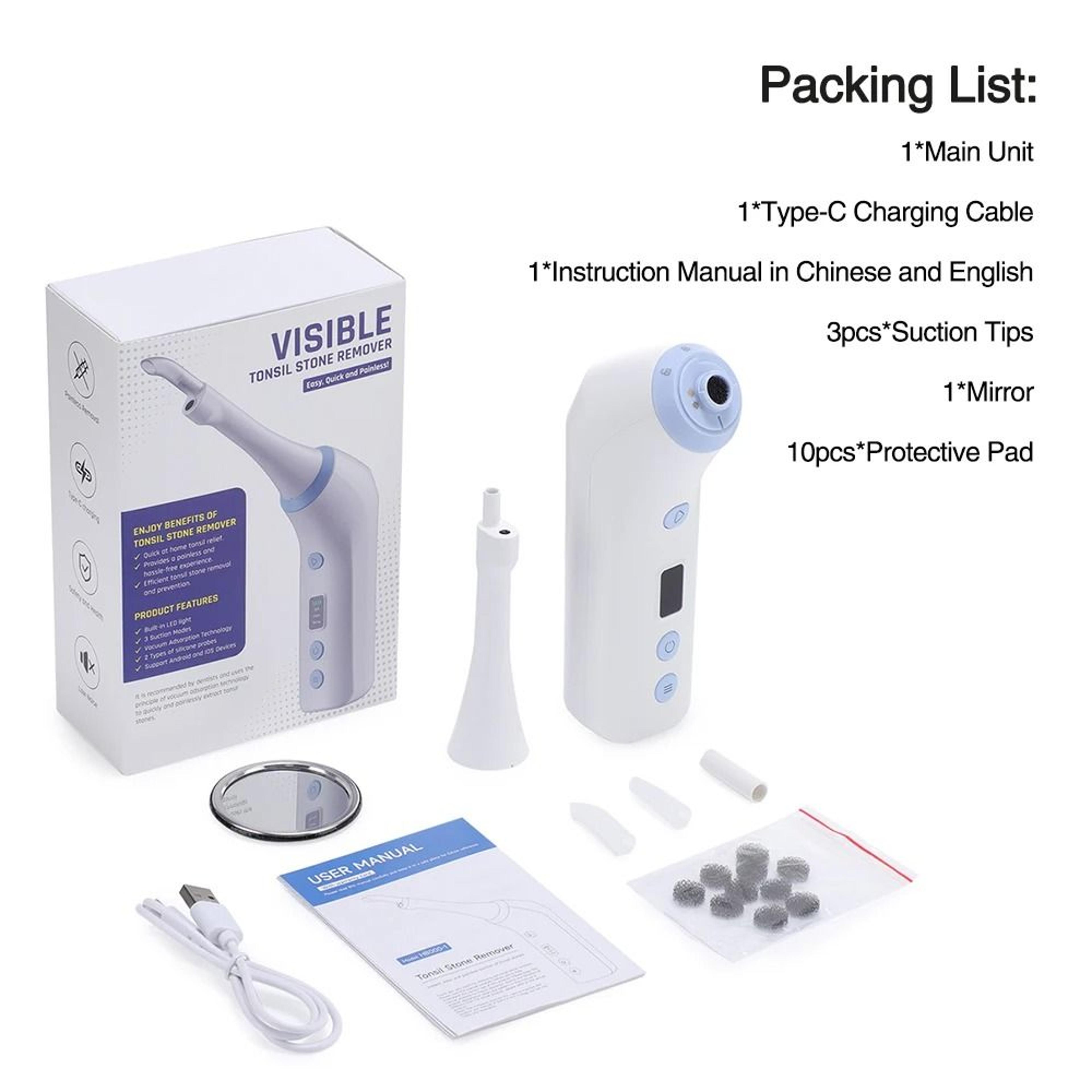 Electric Tonsil Stone Remover Tool With Visible Camera And Suction For Oral Care 8