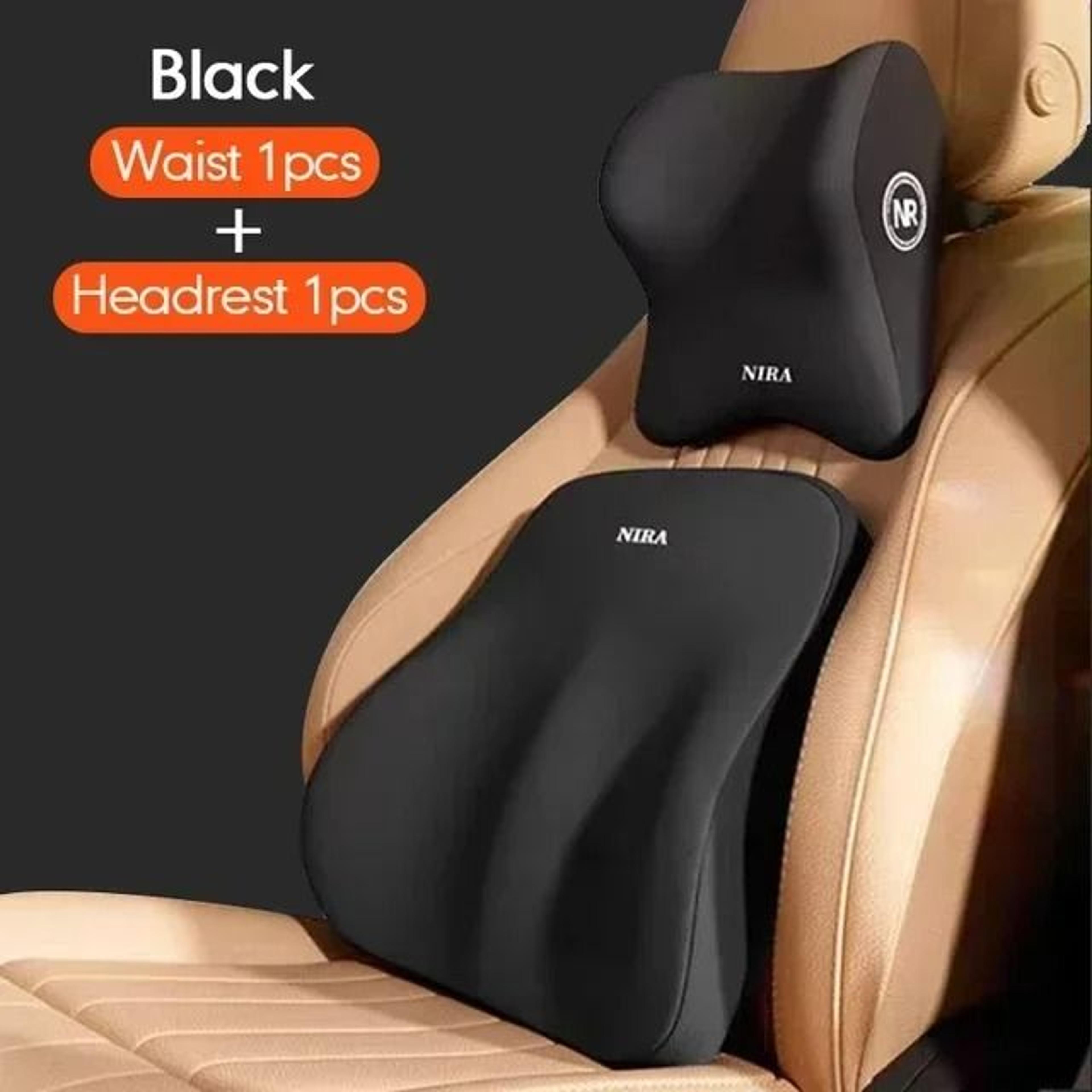 Car Lumbar And Neck Support Cushion Set Memory Foam Portable Washable 8