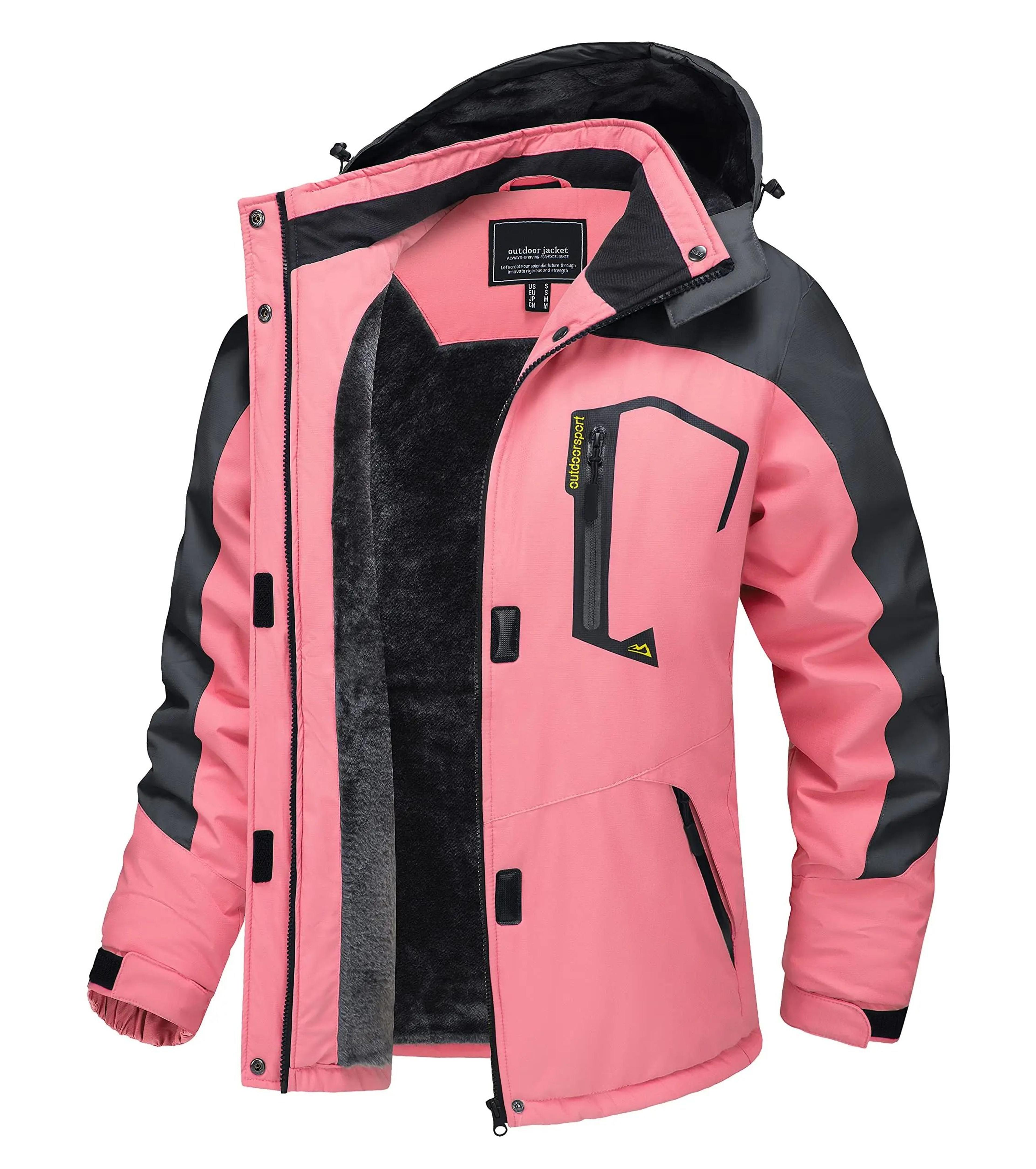 Winter Waterproof Ski Snowboard Jacket Womens Thermal Heavy Fleece Jacket Casual Work Rain Coat Win