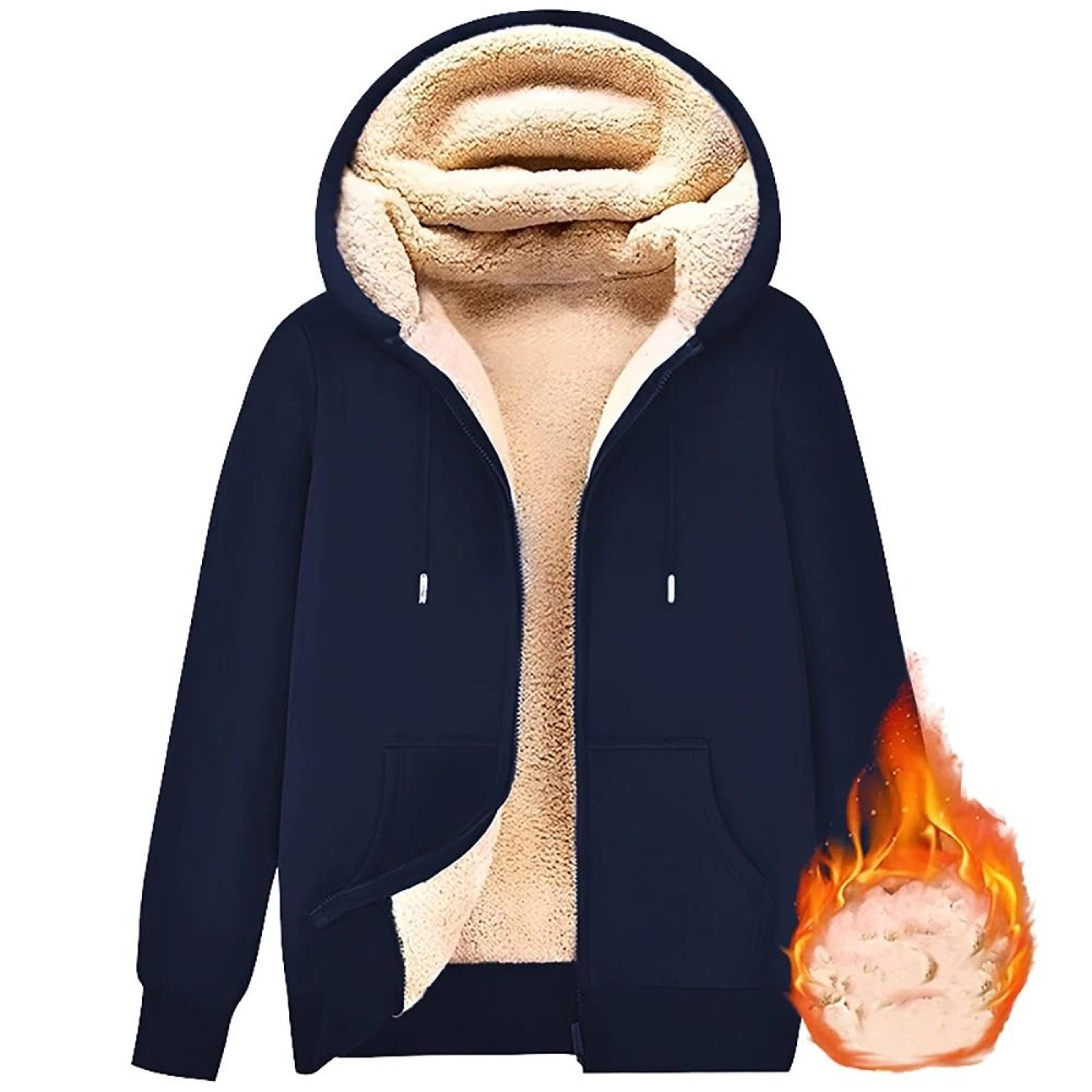 Sherpa Lined Zip Hoodie Warm Fleece Jacket With Pockets 9