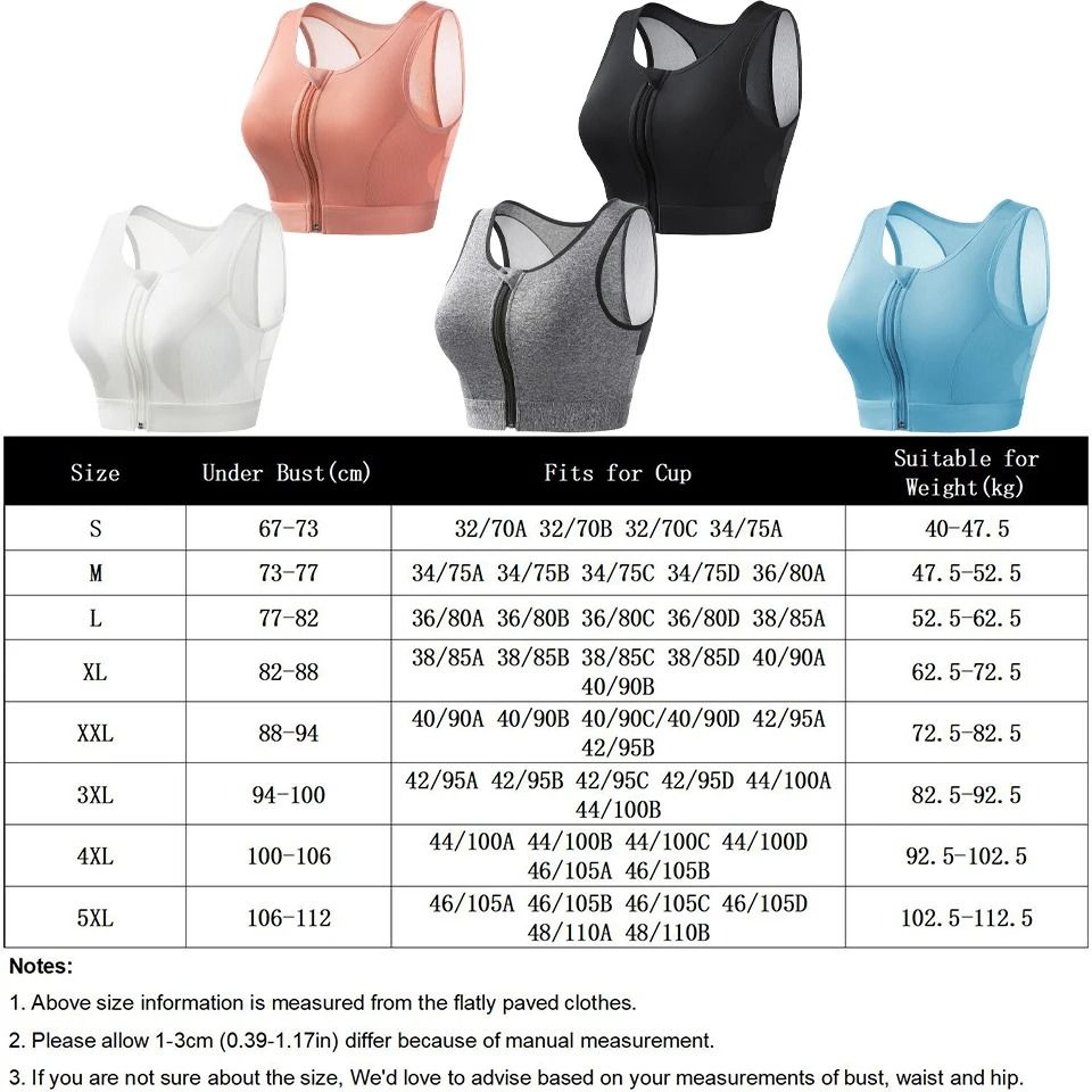 Plus Size High Impact Zip Front Sports Bra Wireless Support 5