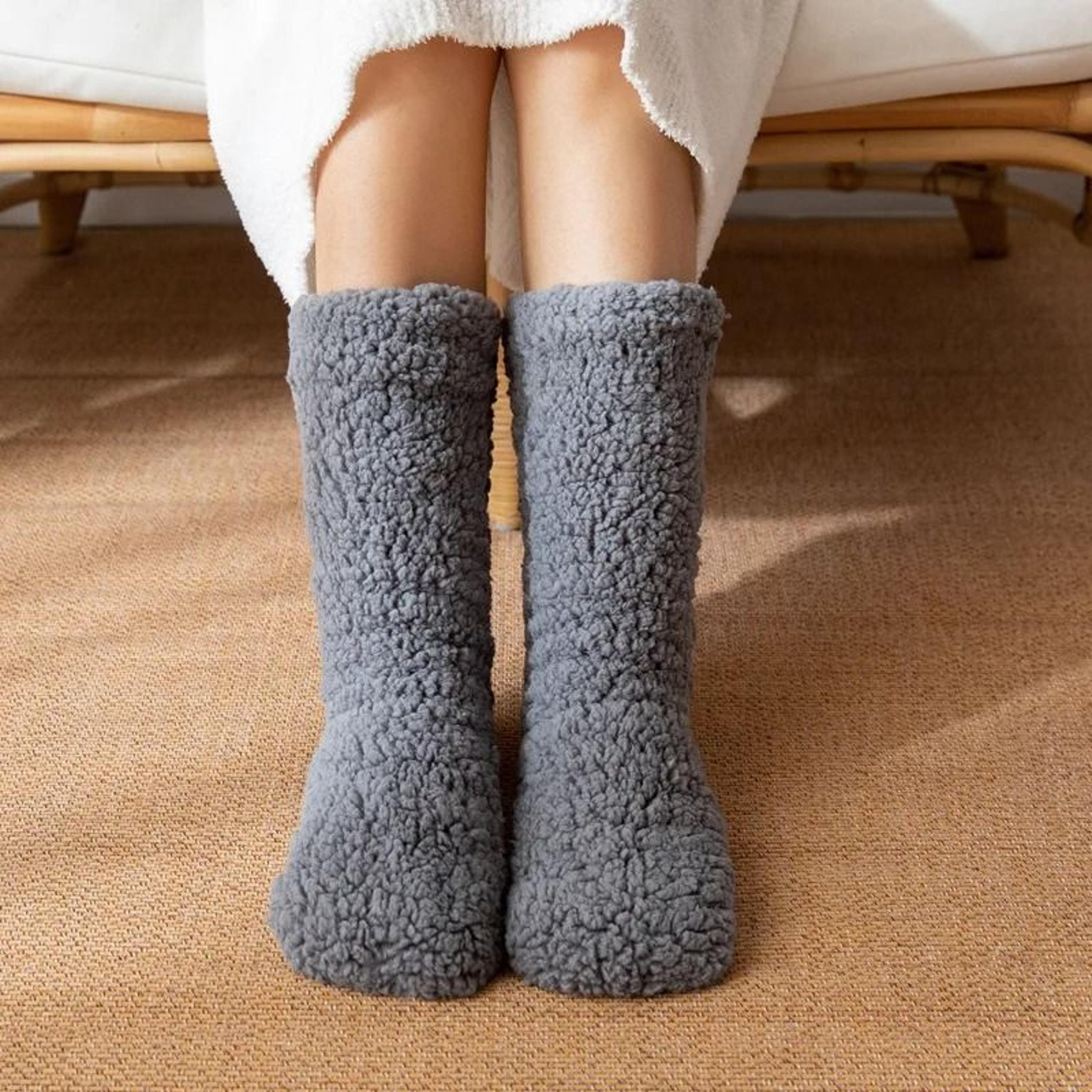 Womens Thickened Winter Thermal Velvet Non Slip Slipper Socks 4