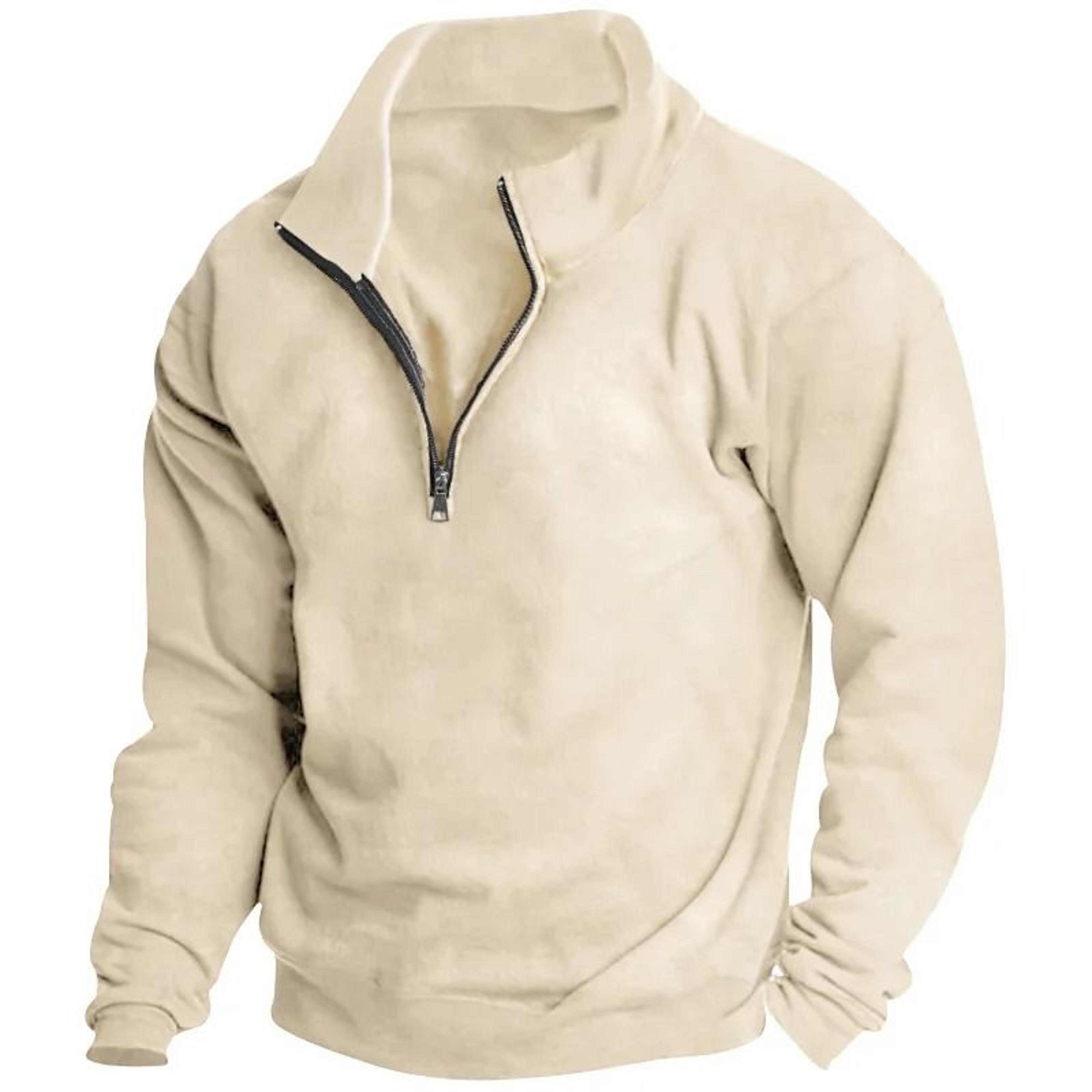 Mens Fleece Half Zip Stand Collar Sweatshirt 2