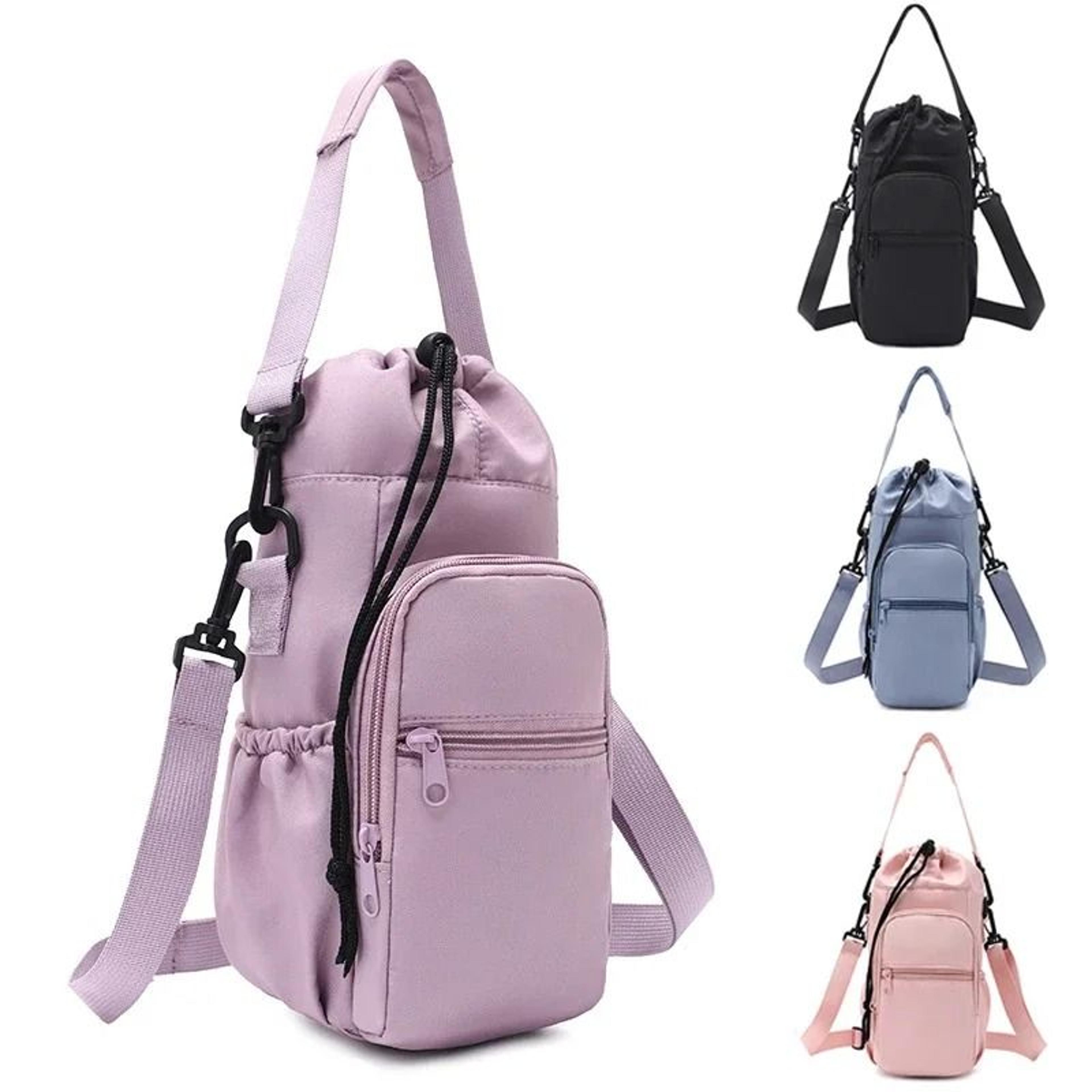 portable water bottle bag with adjustable strap and phone pocket