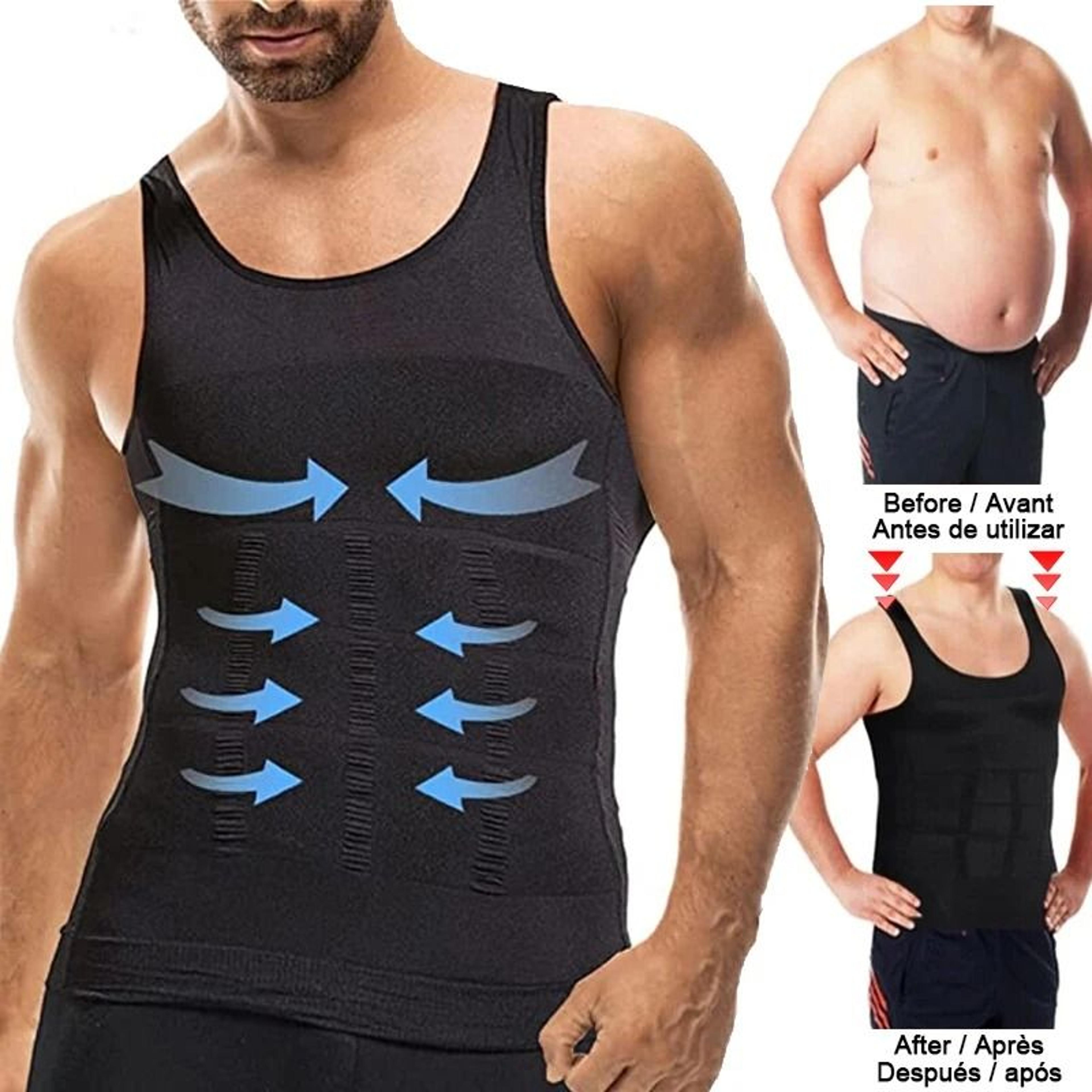 Mens Slimming Body Shaper Vest Shirt Abs Abdomen Slim Gym Workout Tummy Control Compression Tank To 2