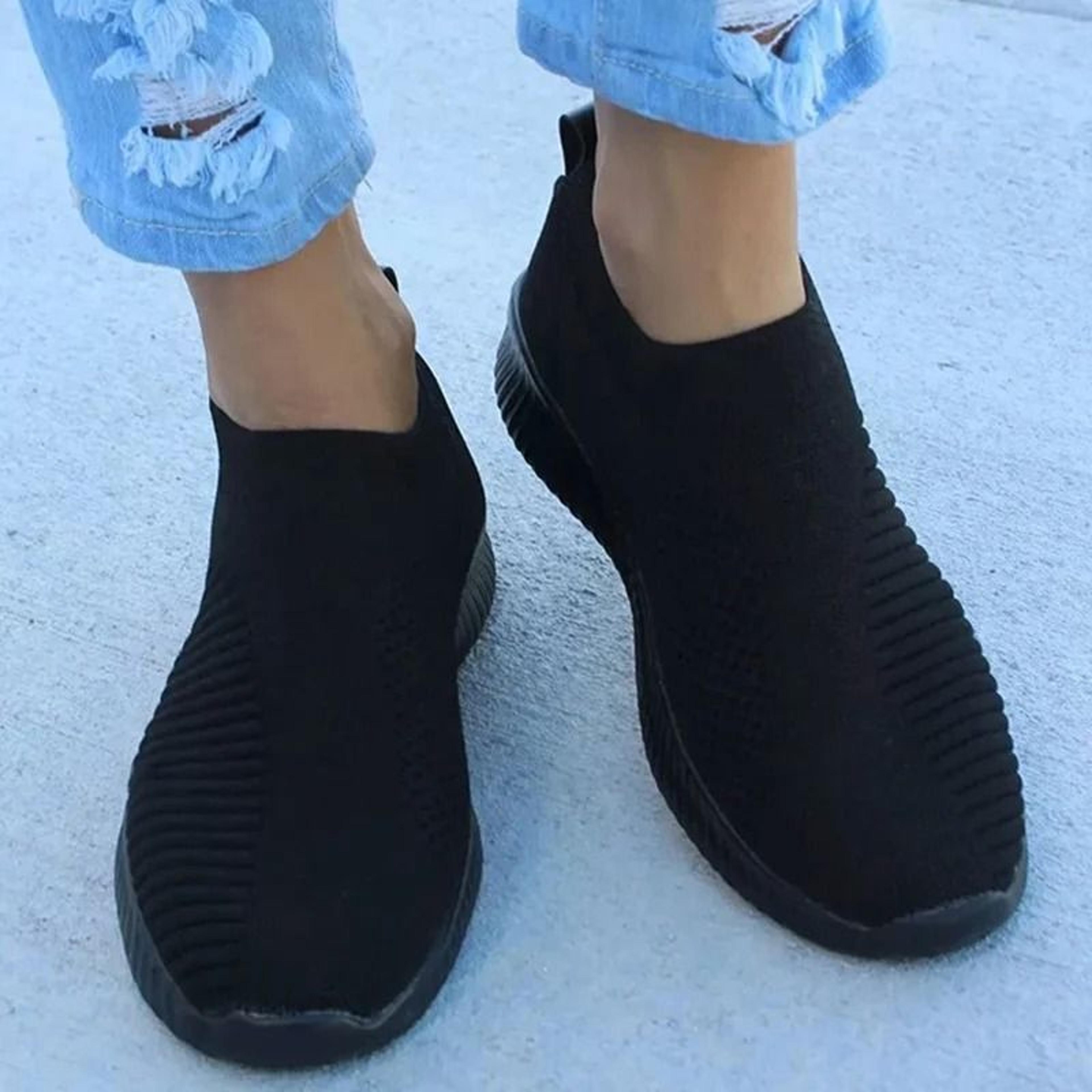 Womens Slip On Sneakers Casual Breathable White Sports Shoes 2