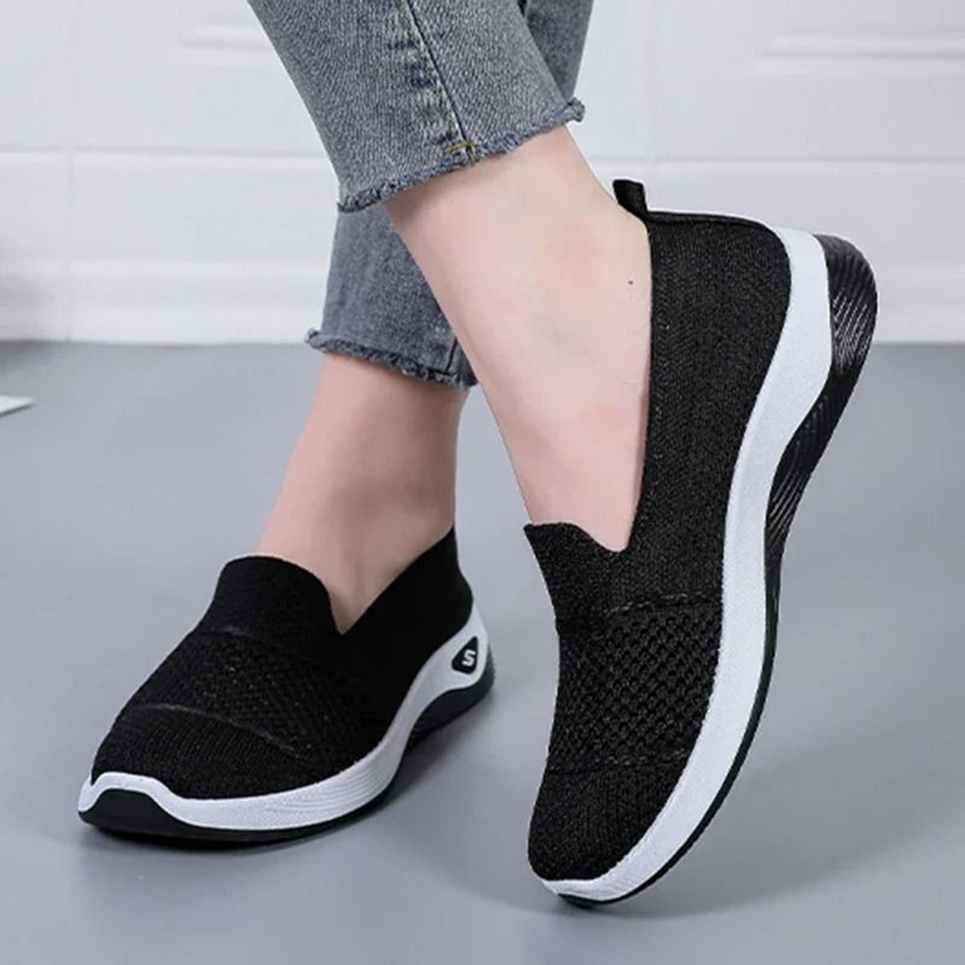 Womens Breathable Wedge Heel Slip On Walking Loafers 2