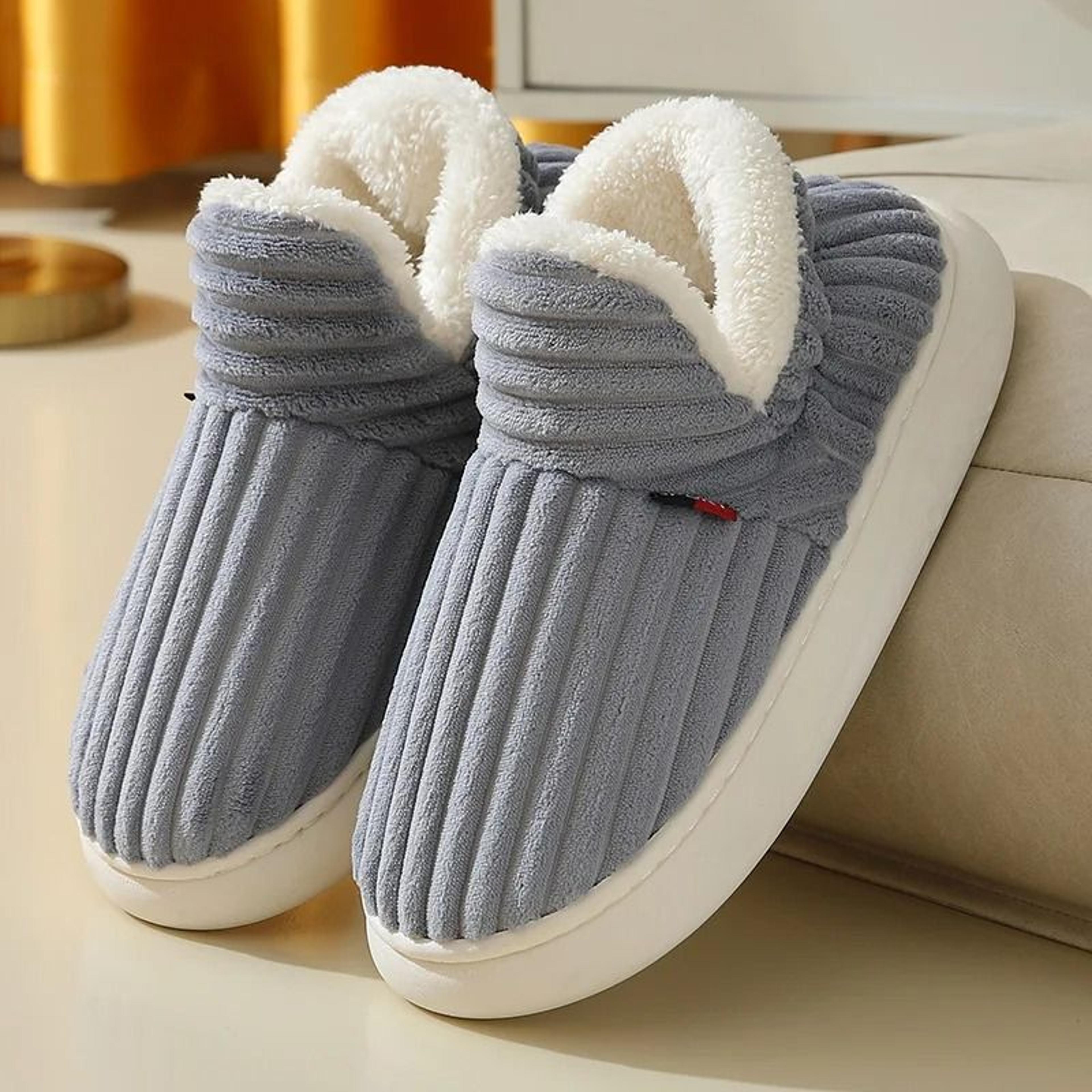 Soft Sole Fuzzy Slippers For Women And Men Winter Warm Plush Cotton Shoes 18