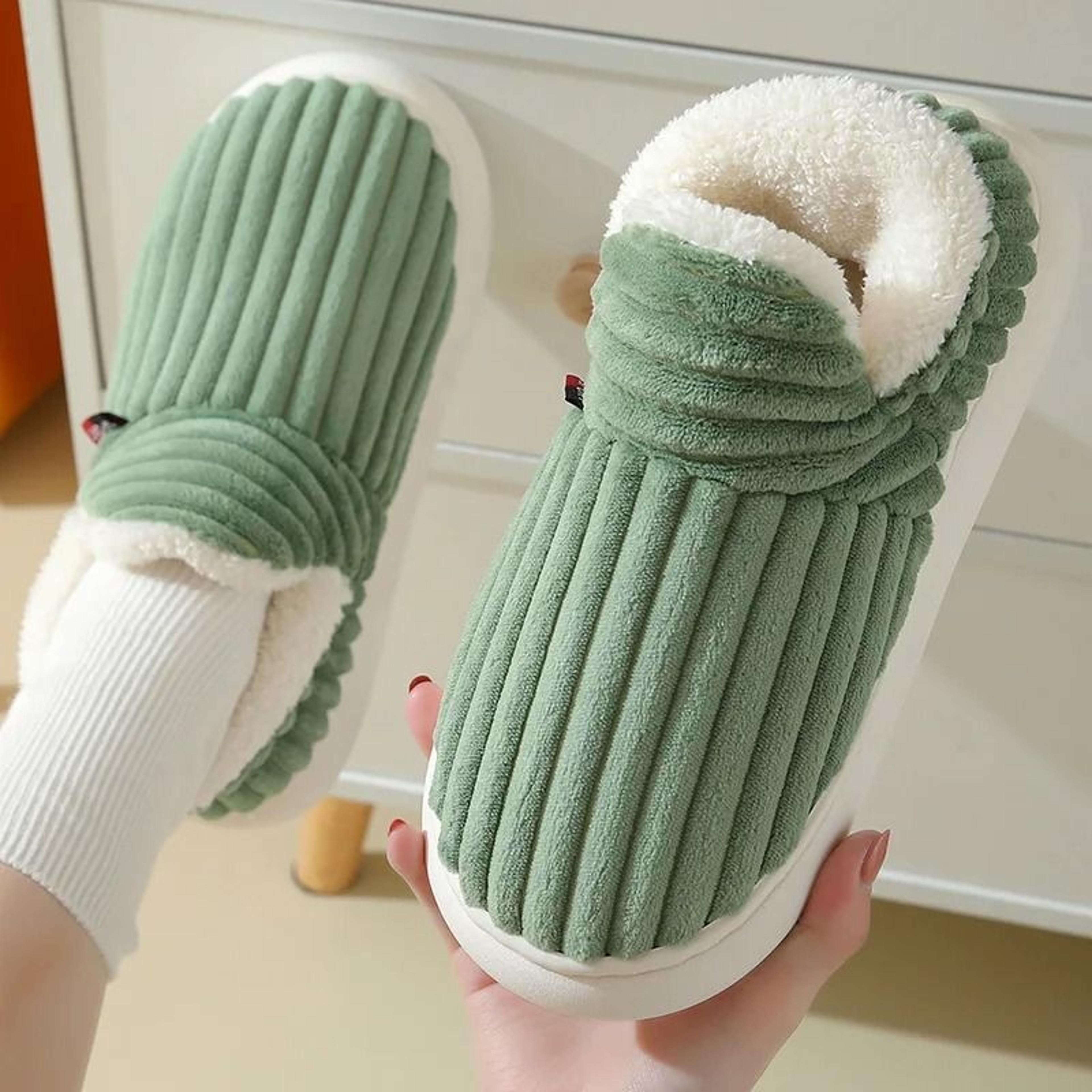 Soft Sole Fuzzy Slippers For Women And Men Winter Warm Plush Cotton Shoes 2