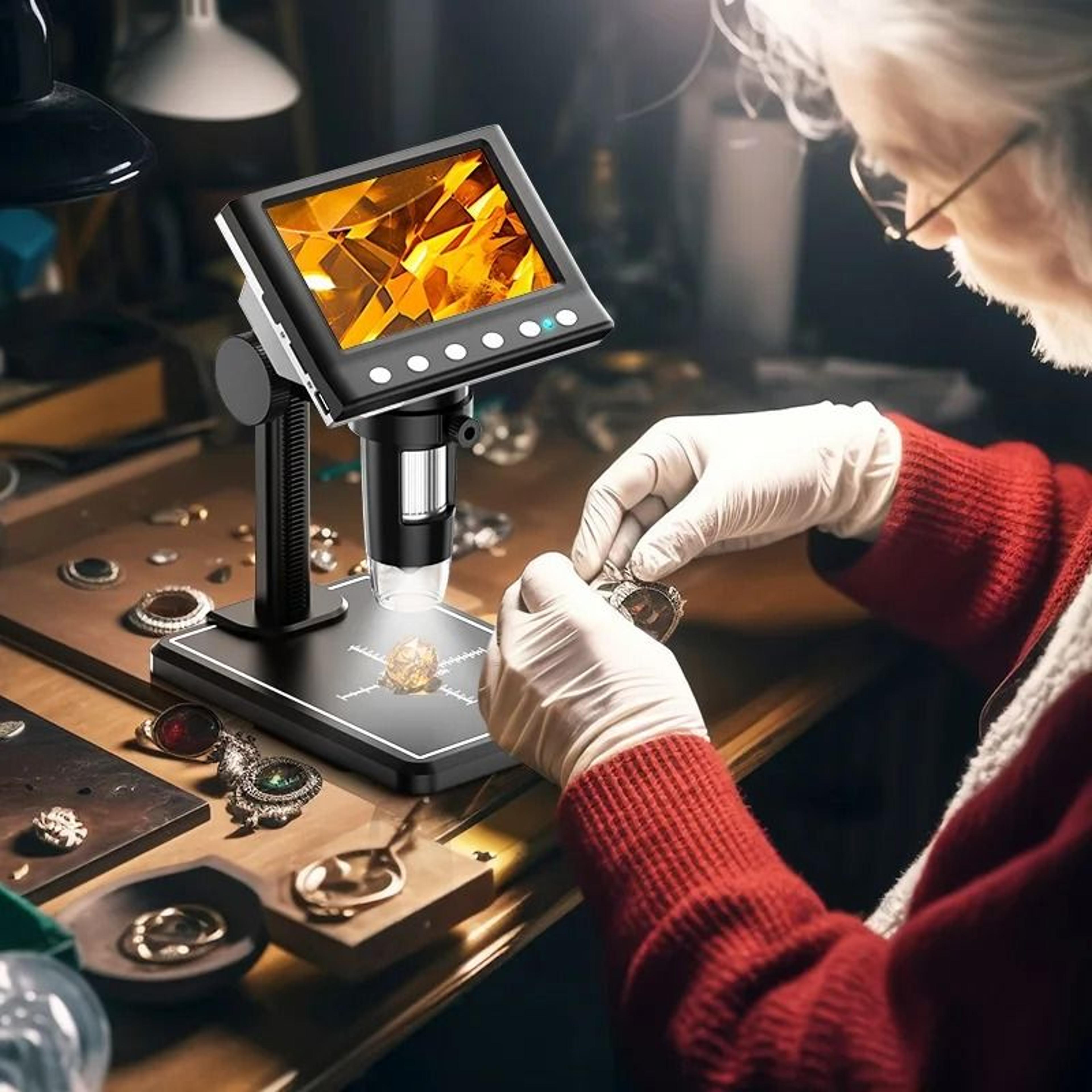 Digital Microscope 43 Inch 1000X Coin Microscope With 1080P Video And LED Lights 6