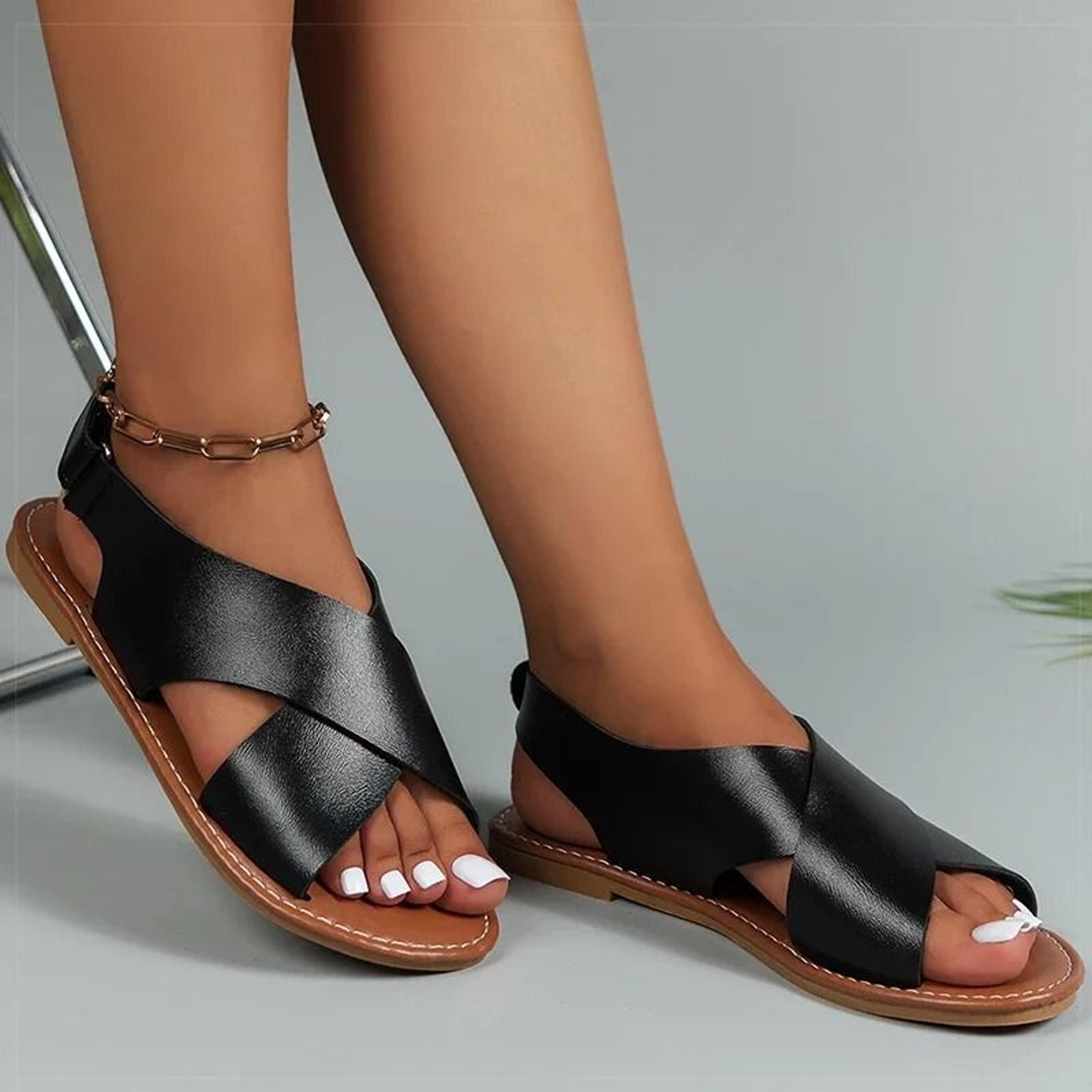 Women Summer Sandals Flat Soft Leather Casual Beach Shoes 7