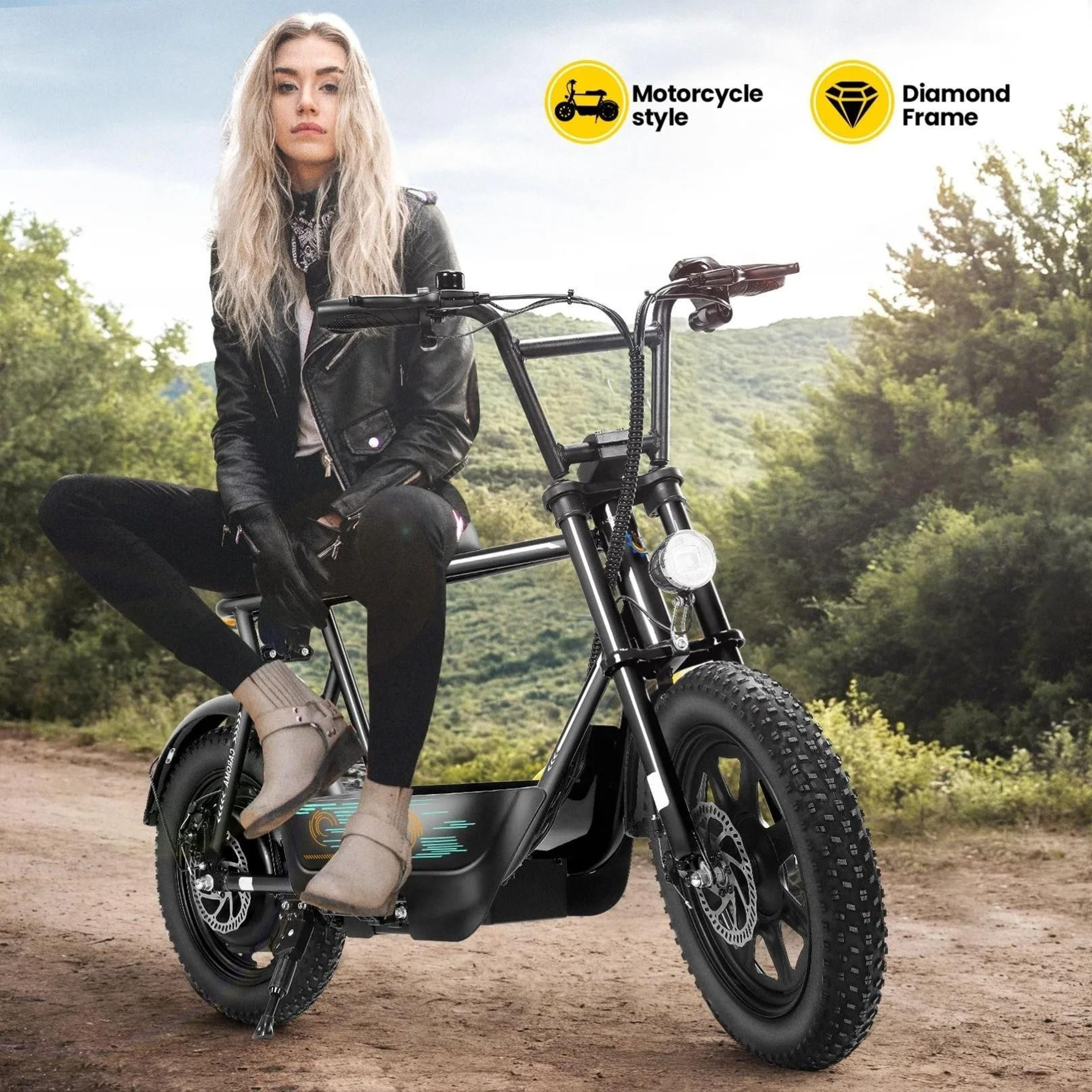 Electric Scooter With Seat For Adults 16 Inch Fat Tire All Terrain Commuter Ebike With Basket 6