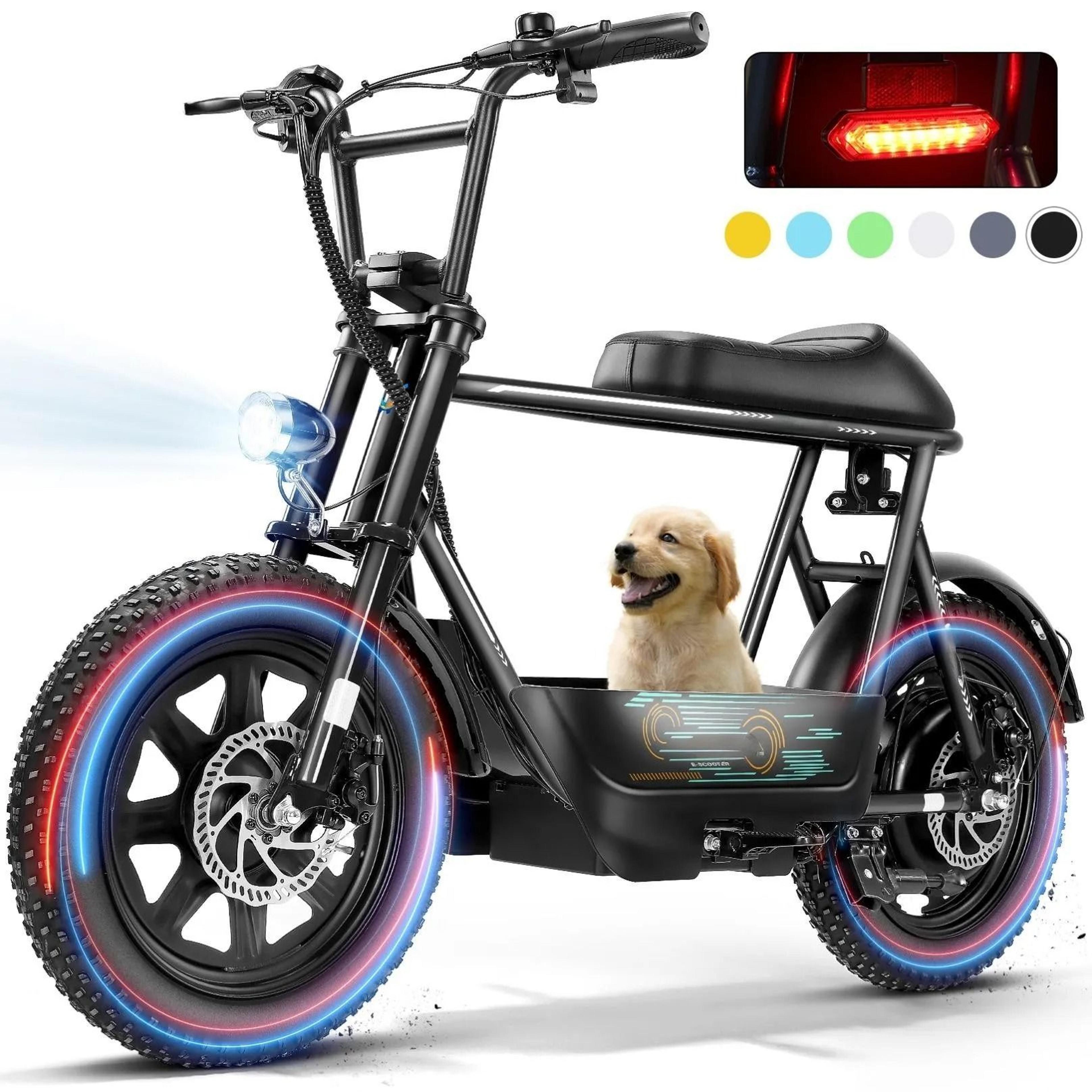 Electric Scooter With Seat For Adults 16 Inch Fat Tire All Terrain Commuter Ebike With Basket 7