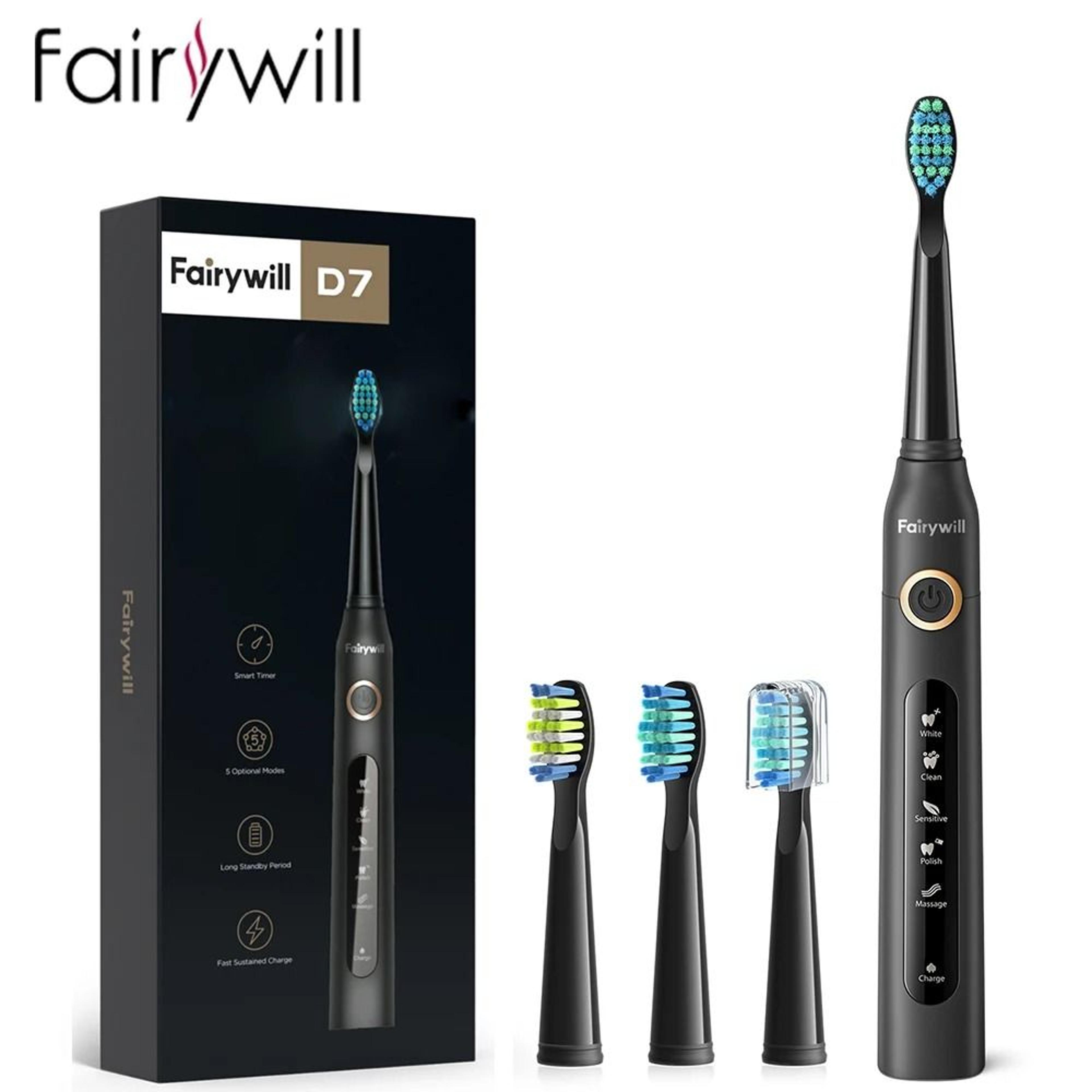 Electric Sonic Toothbrush Rechargeable Waterproof With Replacement Heads 7