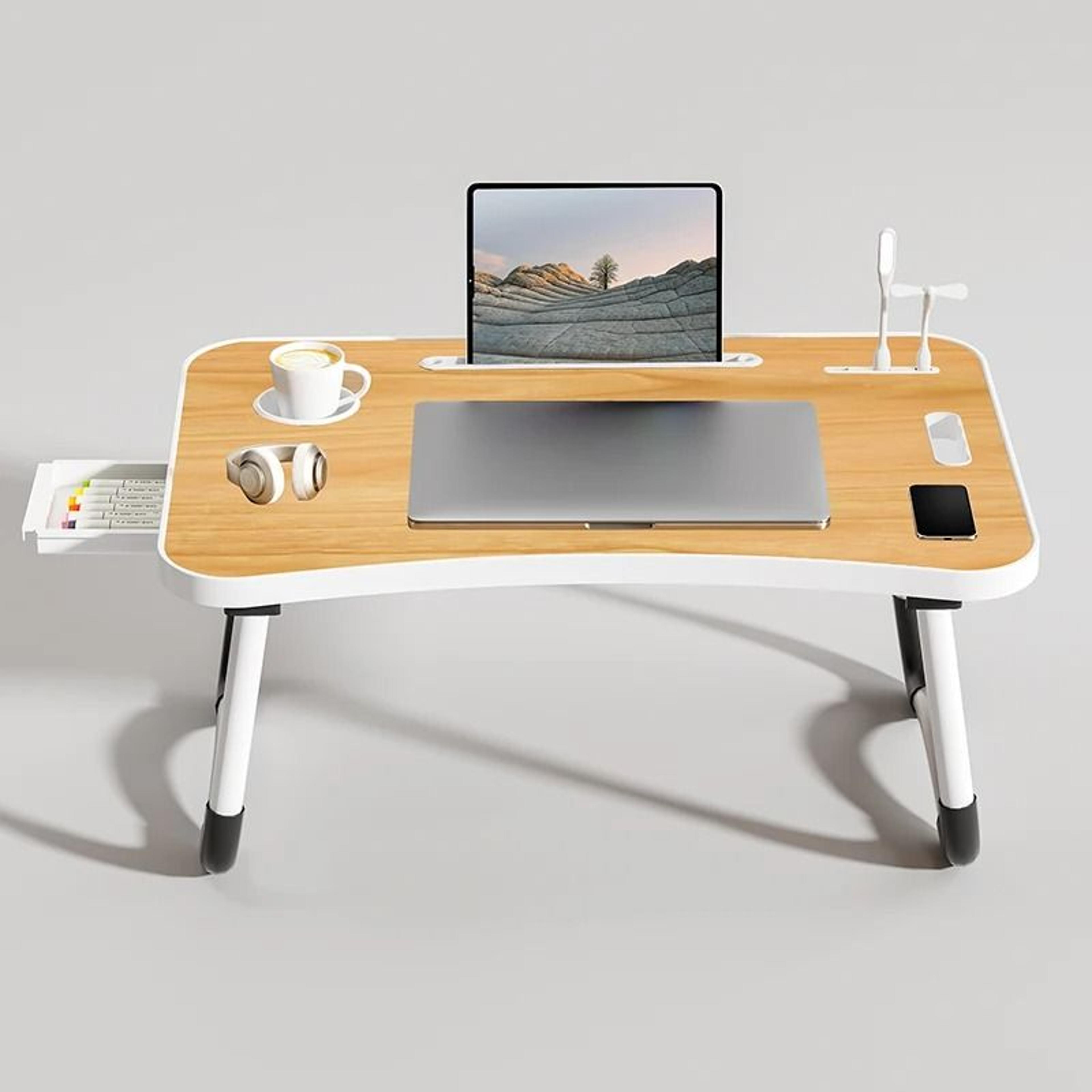 Portable Laptop Desk Foldable Table With USB Light And Cup Holder 3