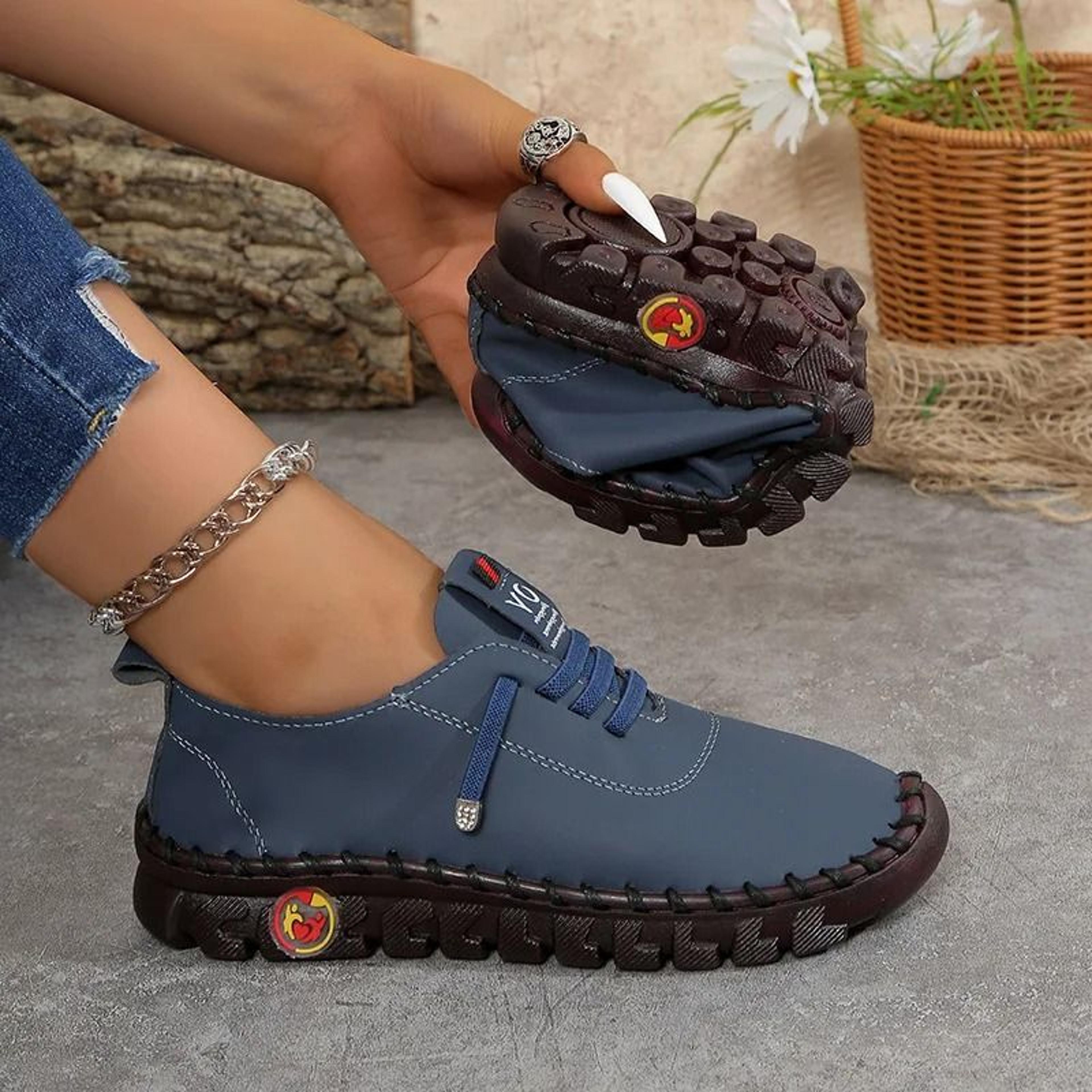 Women Leather Loafers Casual Lace Up Flat Shoes 11