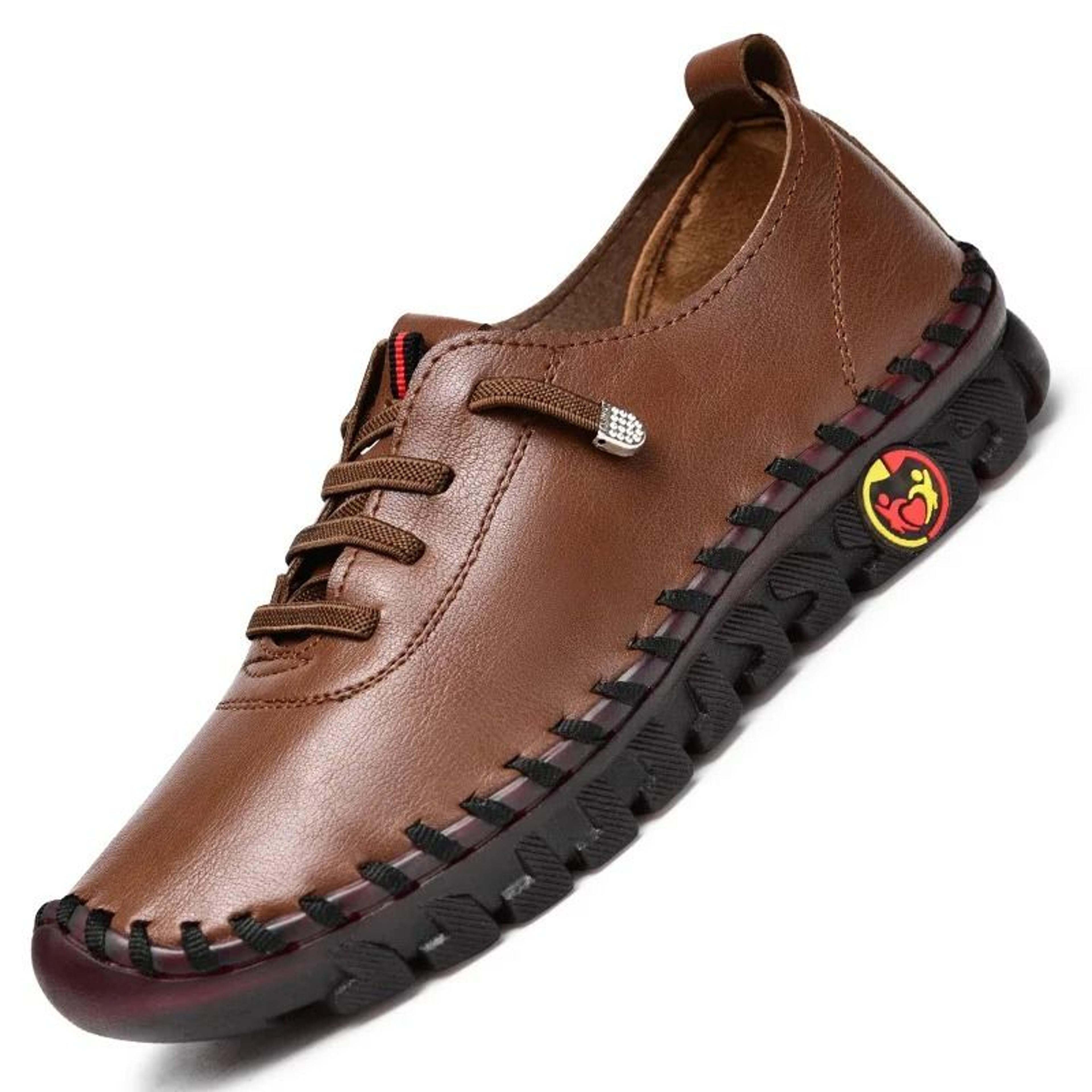 Women Leather Loafers Casual Lace Up Flat Shoes 8