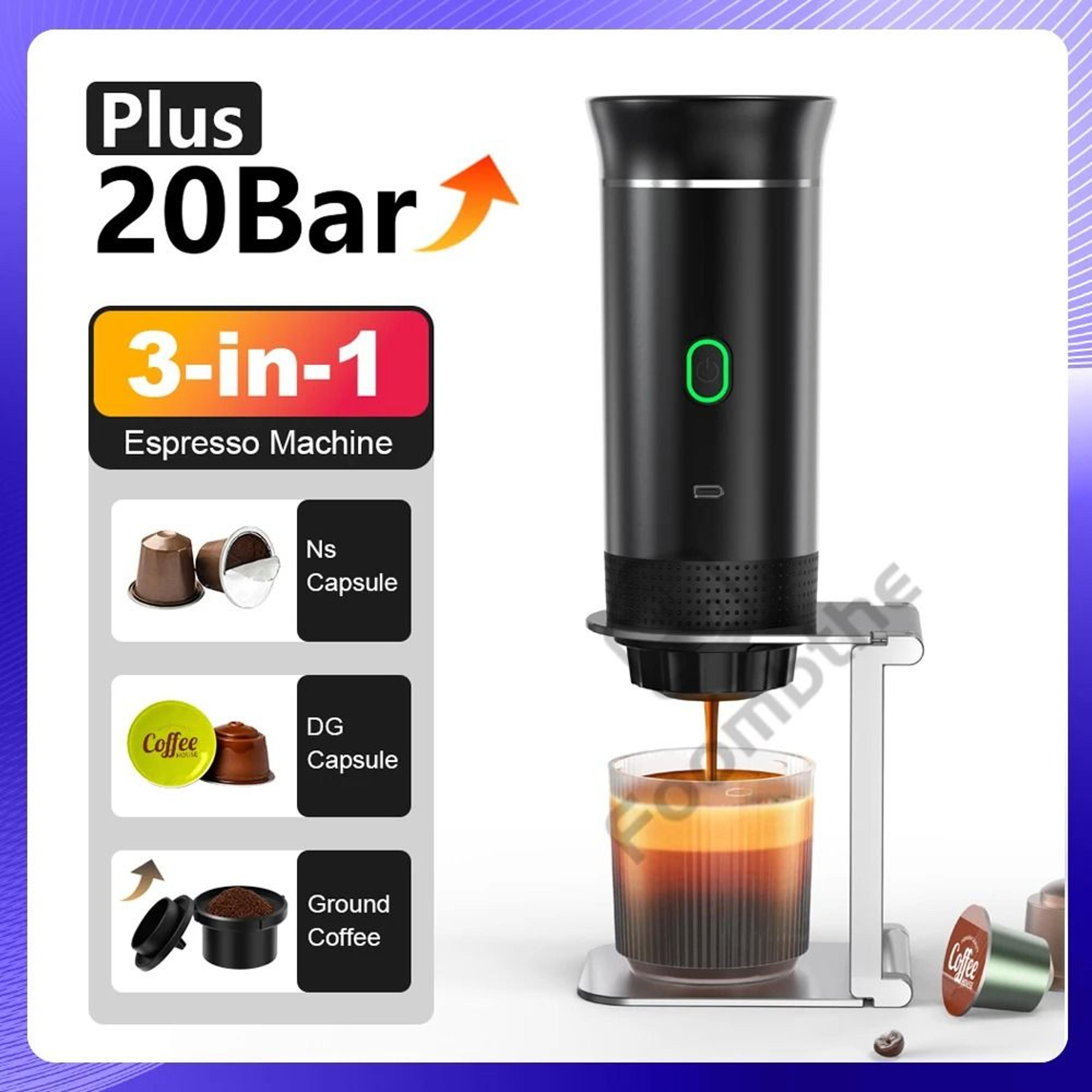 Wireless Portable Espresso Coffee Maker 3 In 1 Capsule And Ground Coffee Travel Machine 0