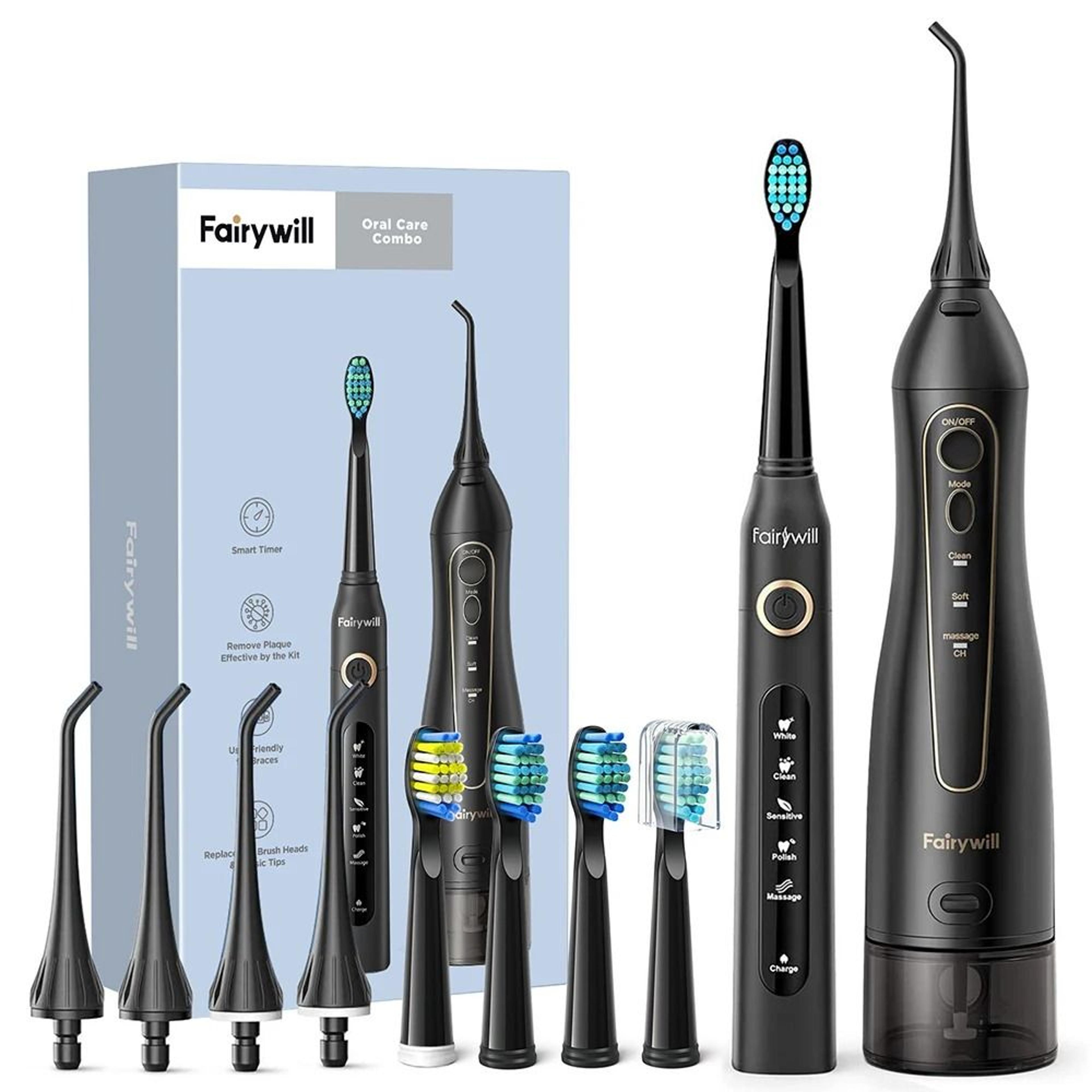Fairywill Water Dental Flosser And Electric Toothbrush Set With USB Rechargeable Oral Irrigator 1