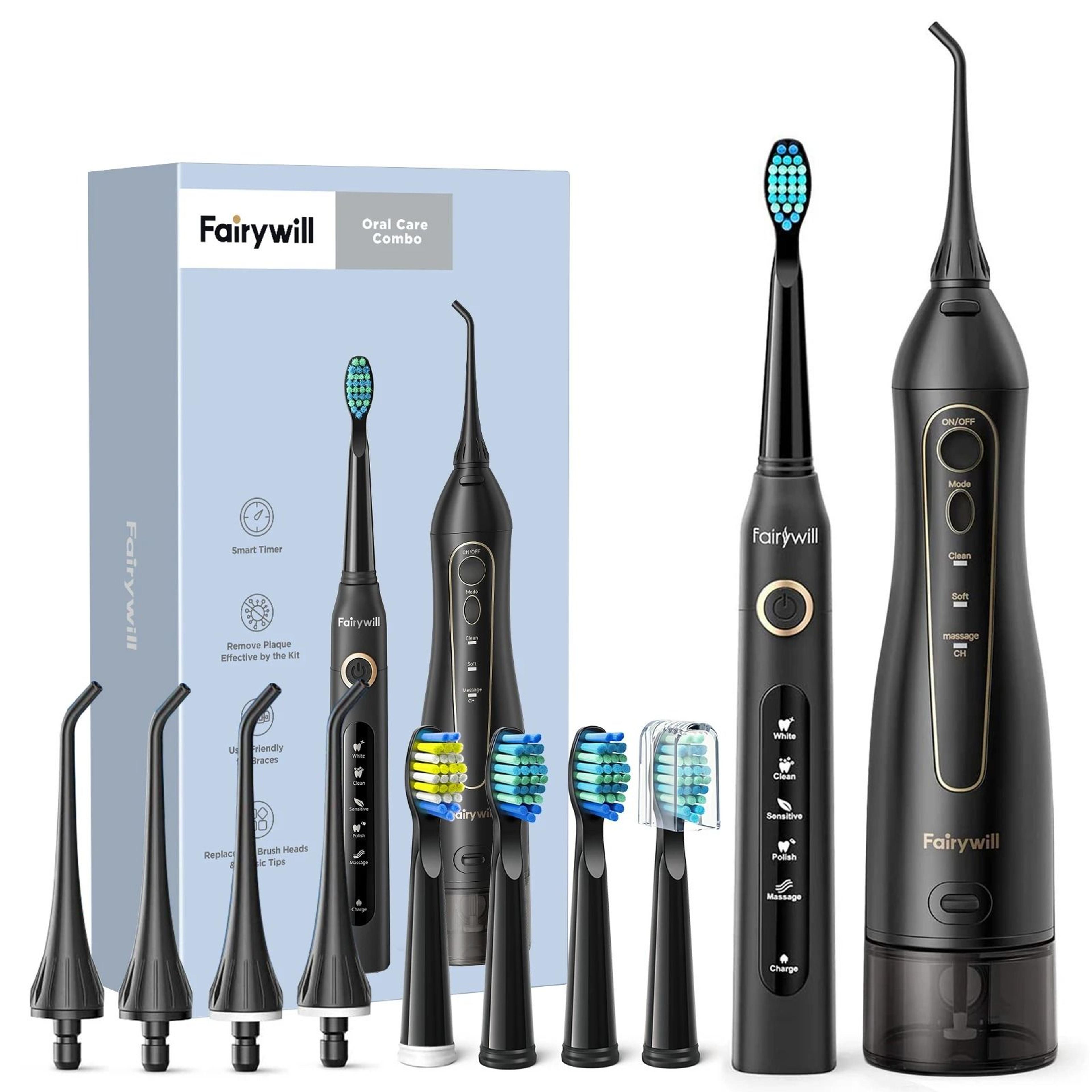Fairywill Water Dental Flosser And Electric Toothbrush Set With USB Rechargeable Oral Irrigator 8
