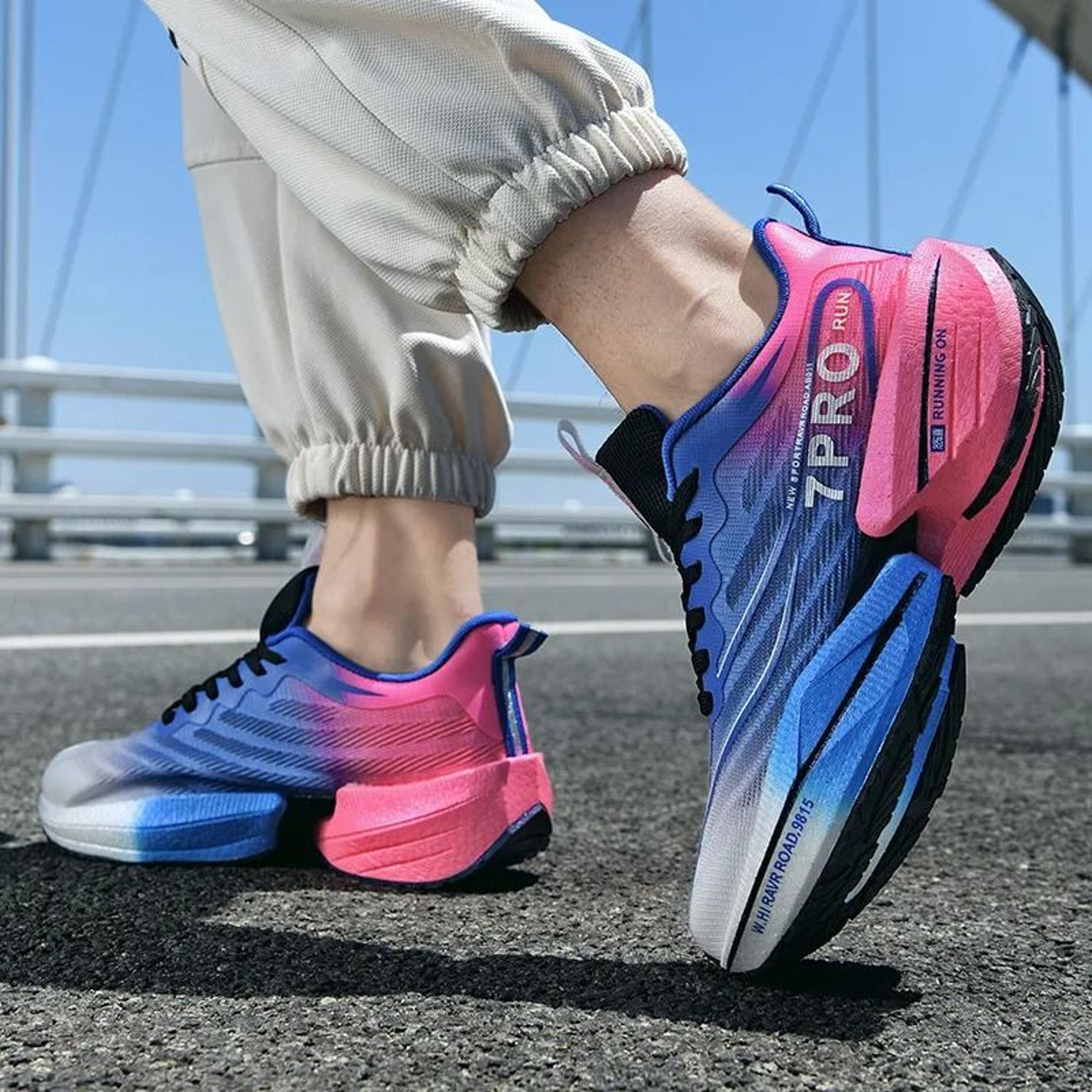 Mens Carbon Plate Running Sneakers Lightweight Mesh Sports Shoes 4