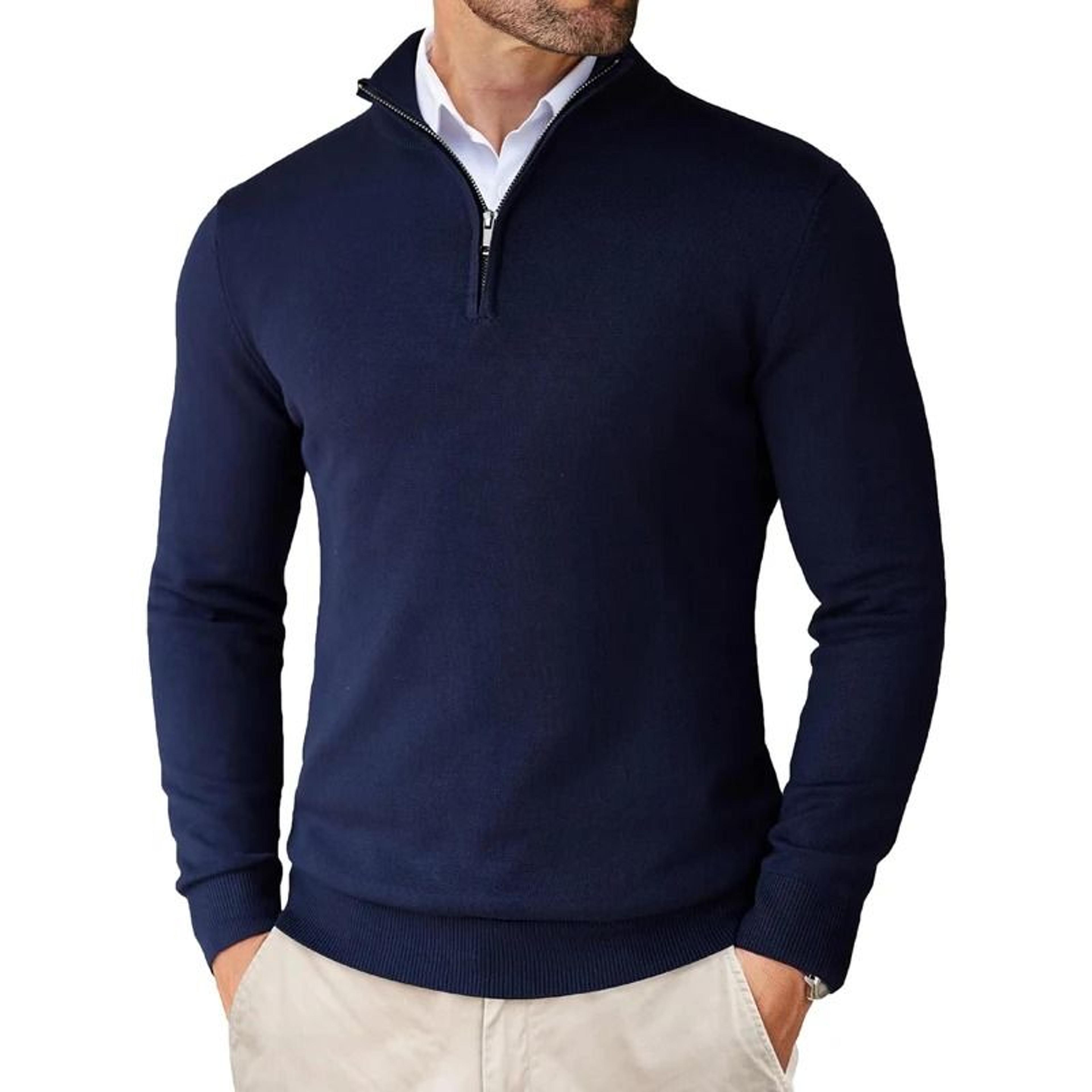 Mens Quarter Zip Mock Neck Slim Fit Lightweight Pullover Sweater 3